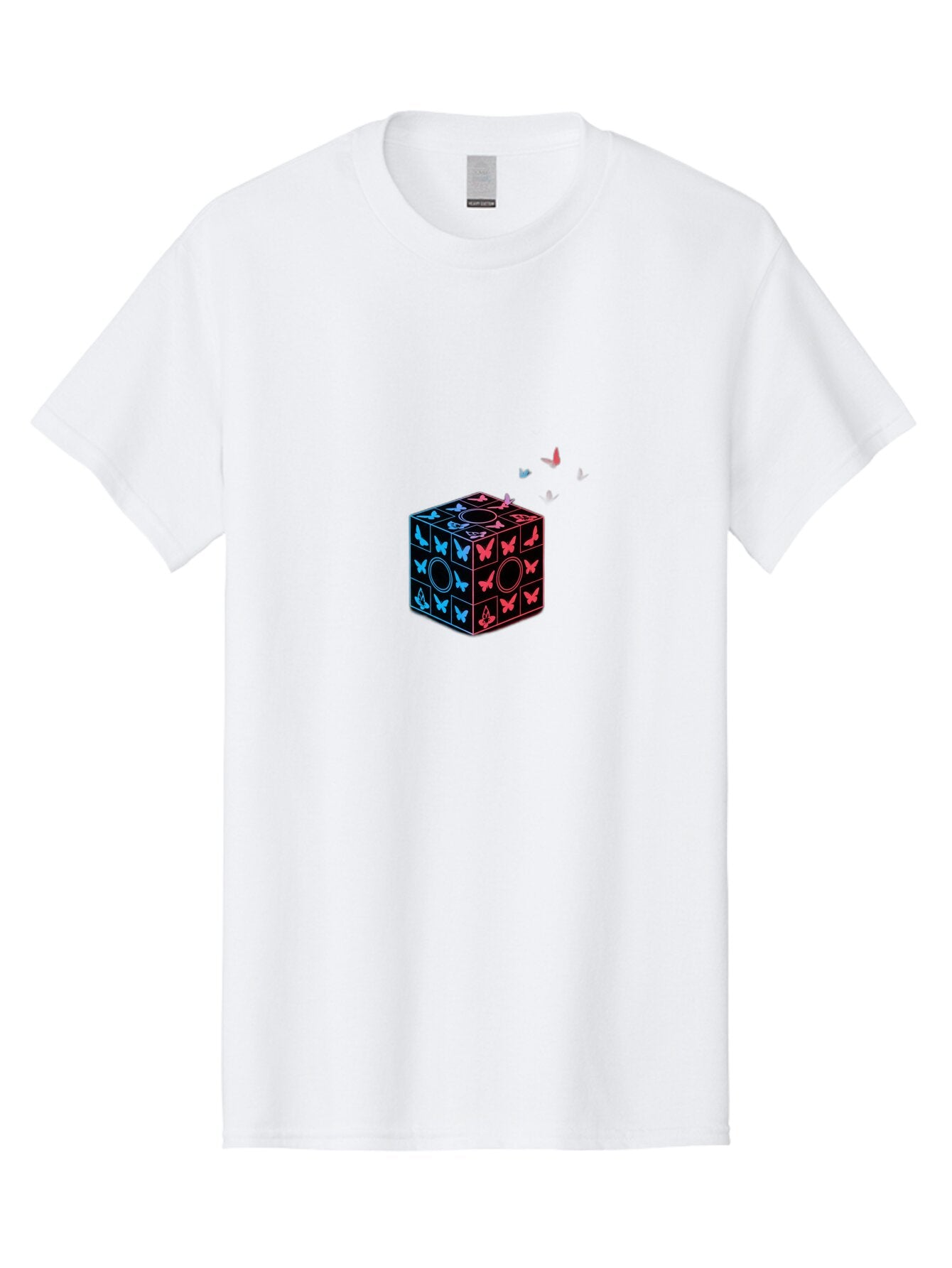 Rubik-S-Cube-With-Butterflies Men'S Graphic Tee, 100% Cotton, Comfortable Casual Summer Wear, Machine Washable, Vintage Camera, Old Camera, Antique Camera, Black Camera, Classic Photography, Photography Equipment, Nostalgic Device, Bap960 11