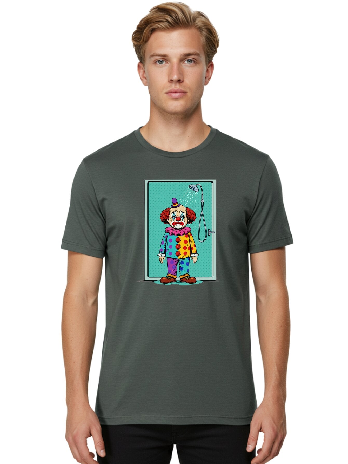 Sad-Clown-In-Shower Men'S Graphic Tee, 100% Cotton, Comfortable Casual Summer Wear, Machine Washable, Vintage Camera, Old Camera, Antique Camera, Black Camera, Classic Photography, Photography Equipment, Nostalgic Device, Film Camera, Bap967 16