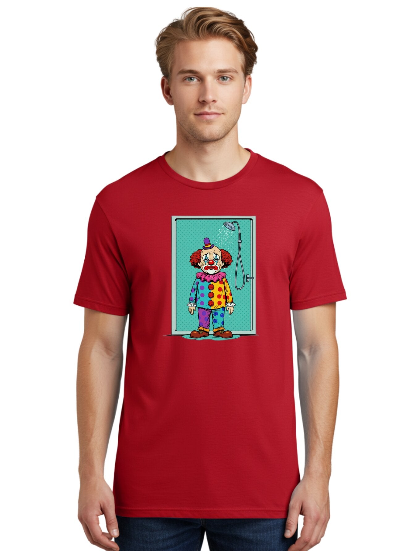 Sad-Clown-In-Shower Men'S Graphic Tee, 100% Cotton, Comfortable Casual Summer Wear, Machine Washable, Vintage Camera, Old Camera, Antique Camera, Black Camera, Classic Photography, Photography Equipment, Nostalgic Device, Film Camera, Bap967 25