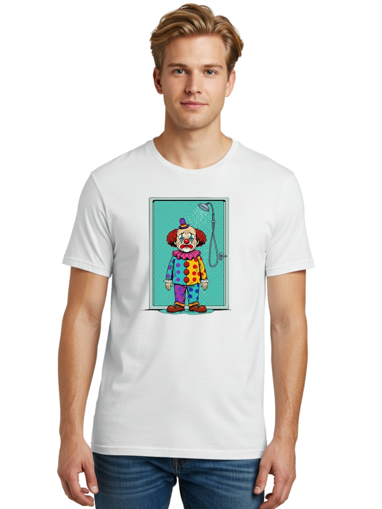 Sad-Clown-In-Shower Men'S Graphic Tee, 100% Cotton, Comfortable Casual Summer Wear, Machine Washable, Vintage Camera, Old Camera, Antique Camera, Black Camera, Classic Photography, Photography Equipment, Nostalgic Device, Film Camera, Bap967 21