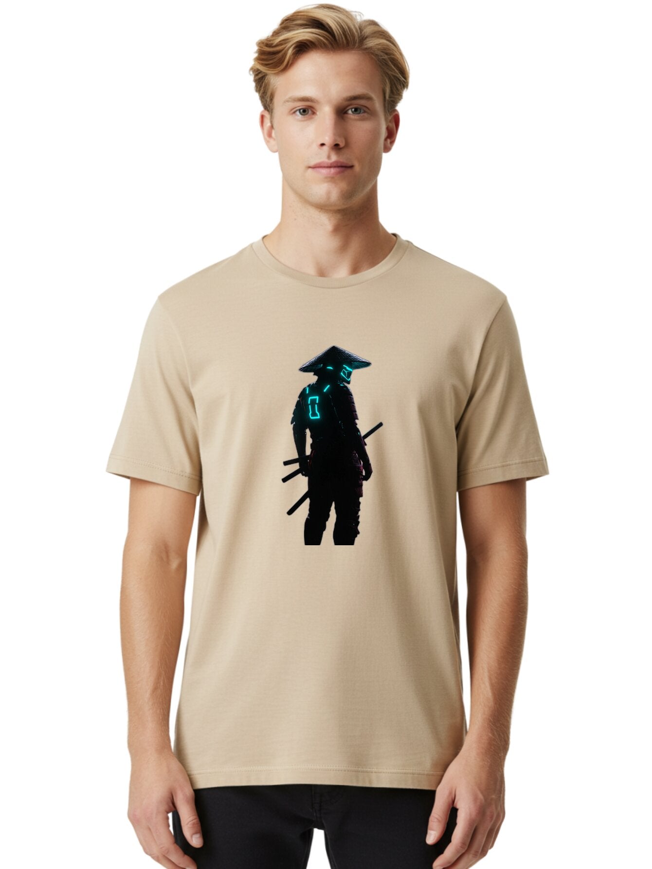 Samurai-Silhouette Men'S Graphic Tee, 100% Cotton, Comfortable Casual Summer Wear, Machine Washable, Vintage Camera, Old Camera, Antique Camera, Black Camera, Classic Photography, Photography Equipment, Nostalgic Device, Film Camera, Bap988 25