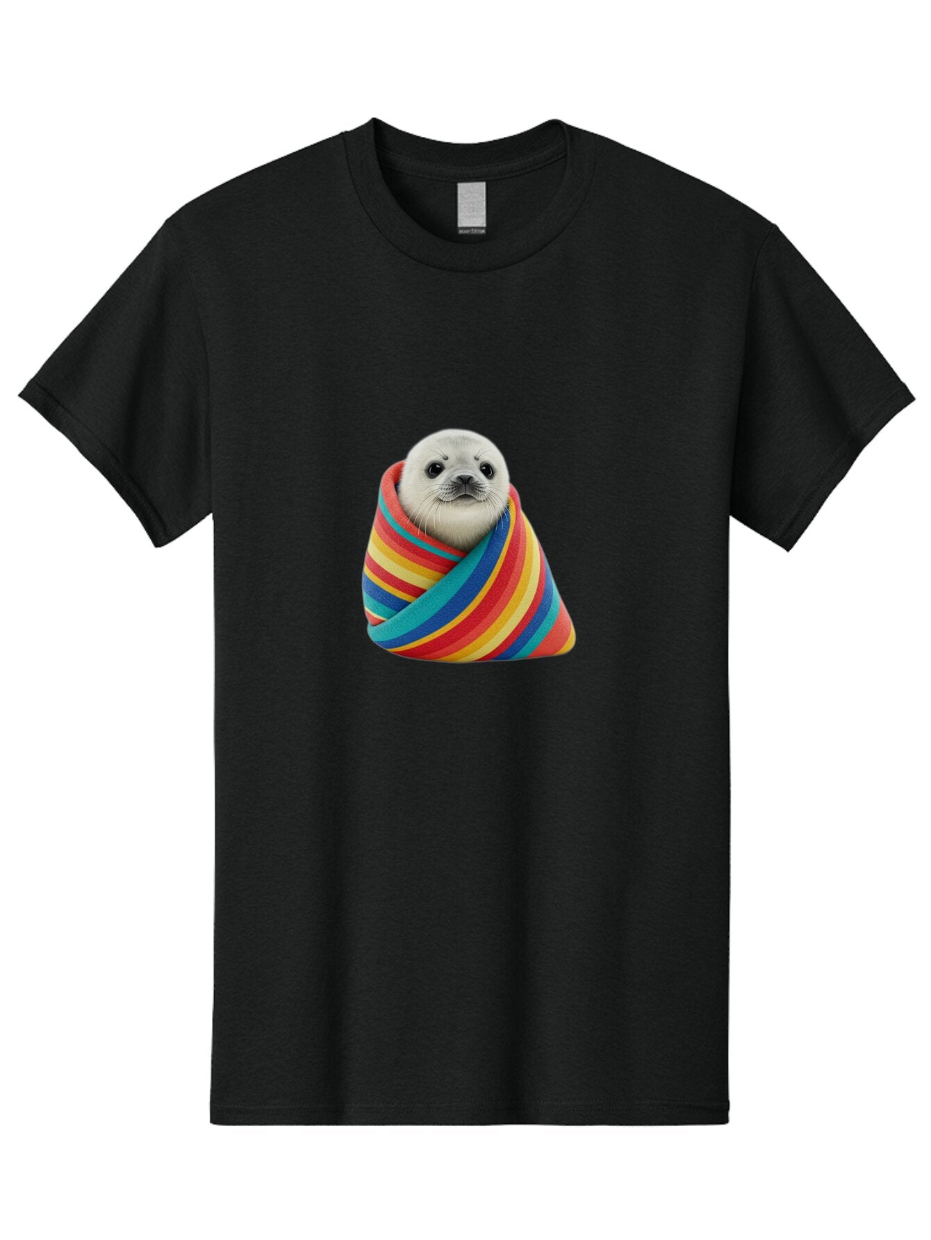 Seal-Wrapped-In-Striped-Blanket Men'S Graphic Tee, 100% Cotton, Comfortable Casual Summer Wear, Machine Washable, Vintage Camera, Old Camera, Antique Camera, Black Camera, Classic Photography, Photography Equipment, Nostalgic Device, Baq000 9