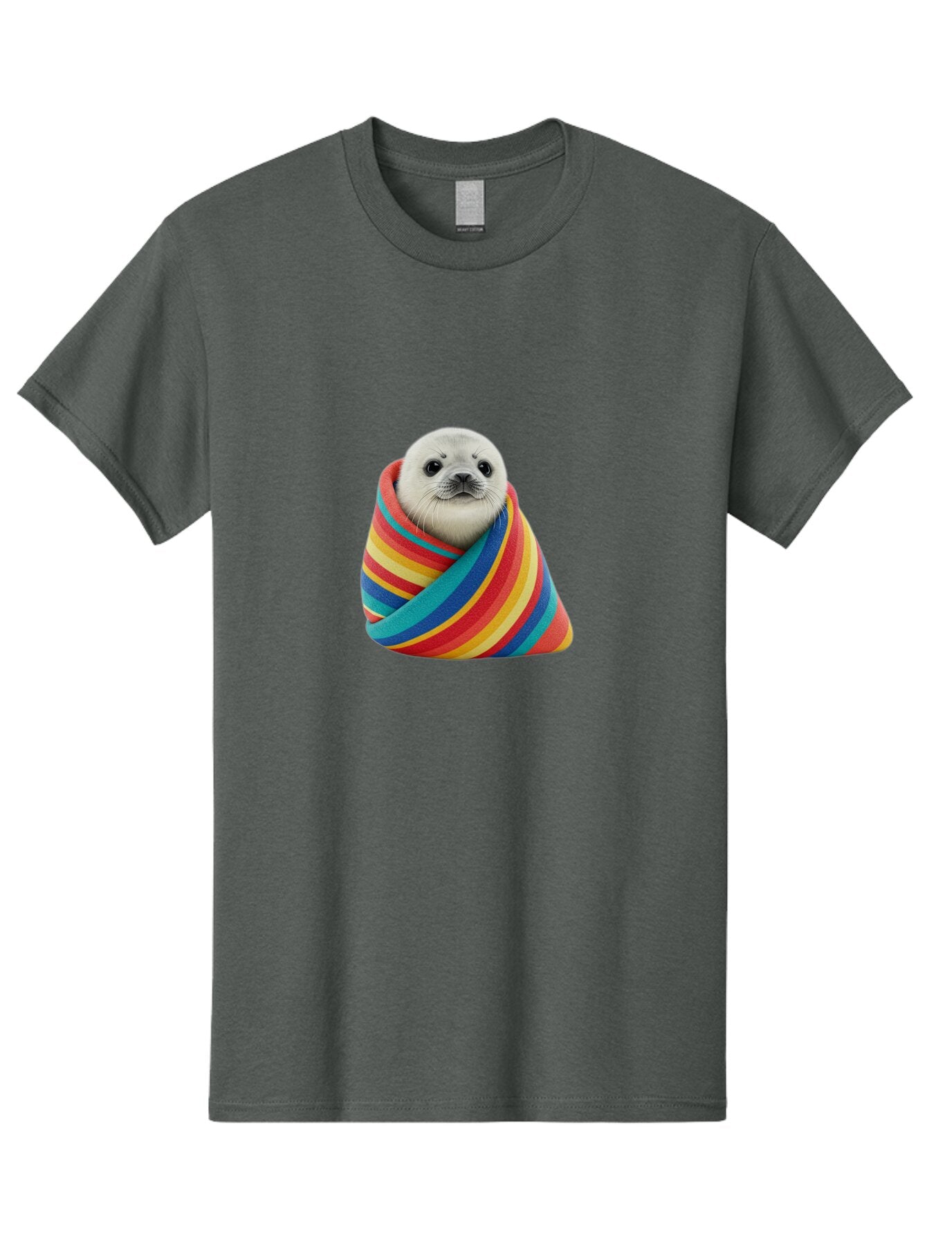 Seal-Wrapped-In-Striped-Blanket Men'S Graphic Tee, 100% Cotton, Comfortable Casual Summer Wear, Machine Washable, Vintage Camera, Old Camera, Antique Camera, Black Camera, Classic Photography, Photography Equipment, Nostalgic Device, Baq000 12