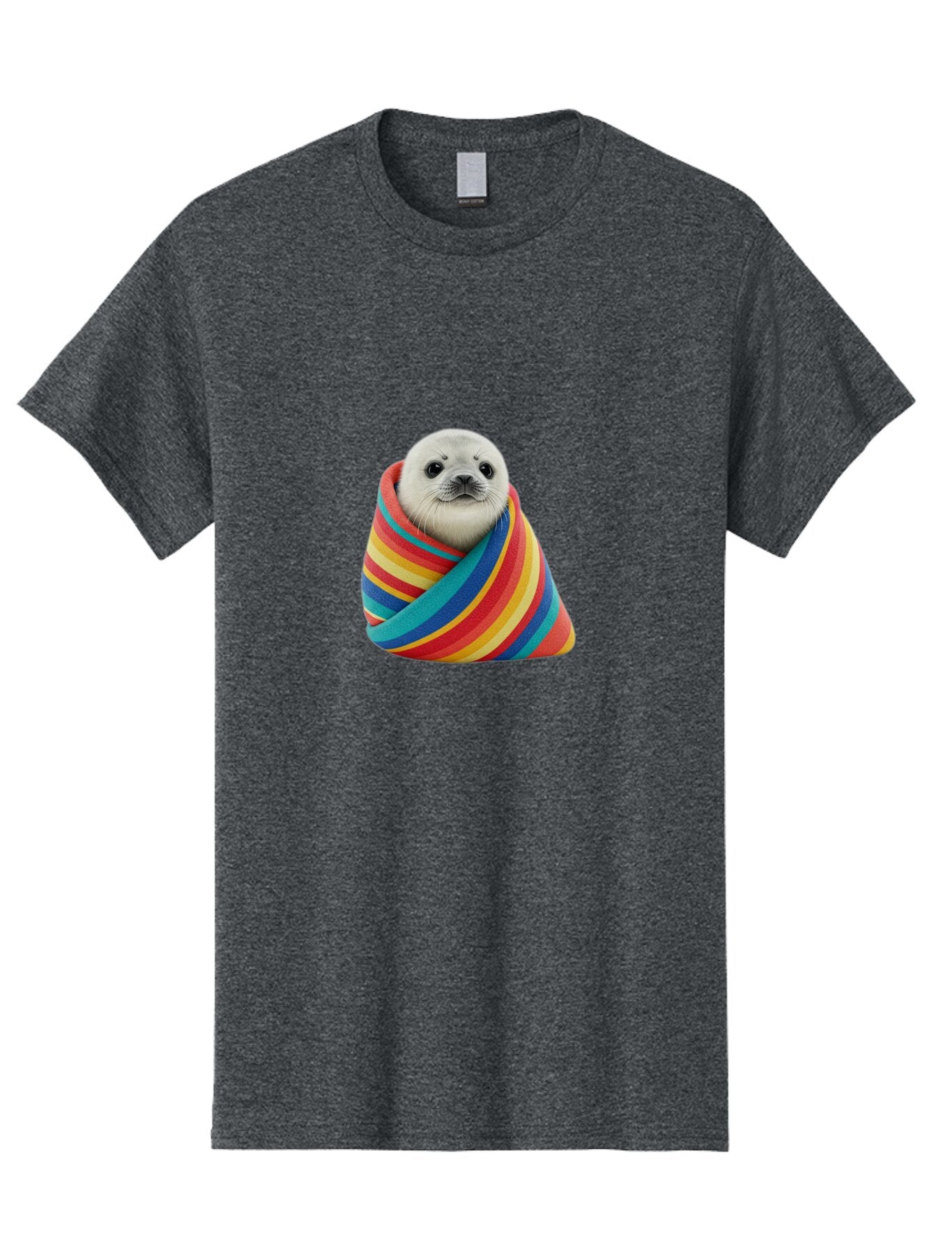 Seal-Wrapped-In-Striped-Blanket Men'S Graphic Tee, 100% Cotton, Comfortable Casual Summer Wear, Machine Washable, Vintage Camera, Old Camera, Antique Camera, Black Camera, Classic Photography, Photography Equipment, Nostalgic Device, Baq000 13
