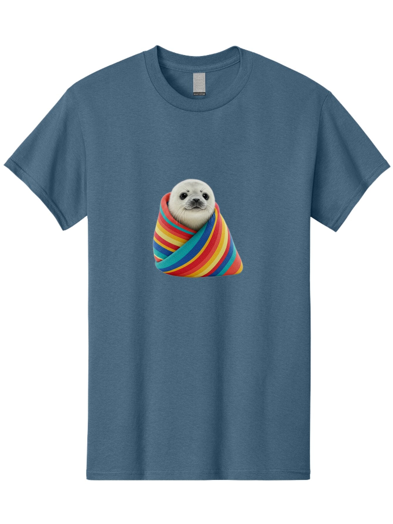 Seal-Wrapped-In-Striped-Blanket Men'S Graphic Tee, 100% Cotton, Comfortable Casual Summer Wear, Machine Washable, Vintage Camera, Old Camera, Antique Camera, Black Camera, Classic Photography, Photography Equipment, Nostalgic Device, Baq000 11