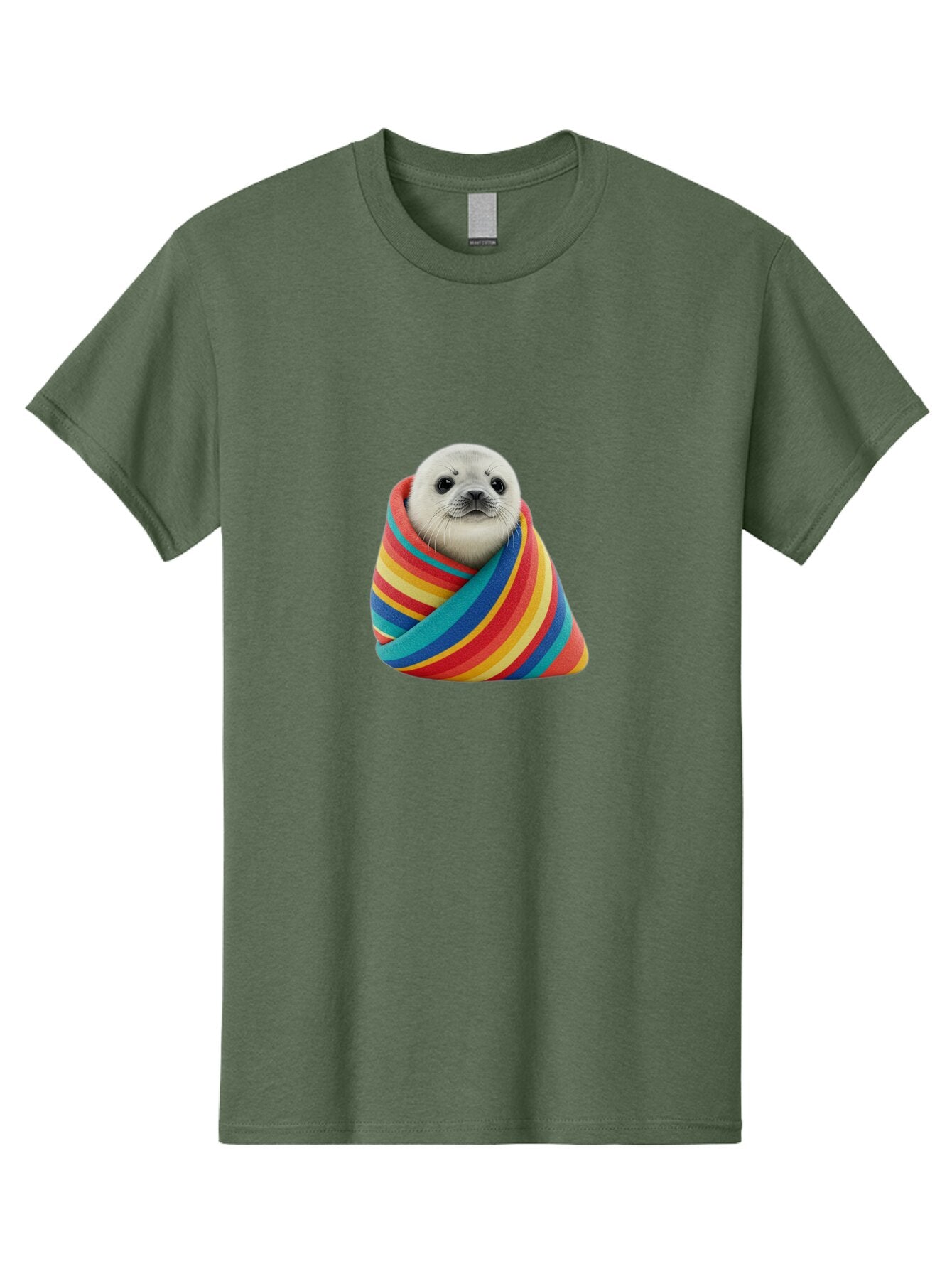 Seal-Wrapped-In-Striped-Blanket Men'S Graphic Tee, 100% Cotton, Comfortable Casual Summer Wear, Machine Washable, Vintage Camera, Old Camera, Antique Camera, Black Camera, Classic Photography, Photography Equipment, Nostalgic Device, Baq000 10