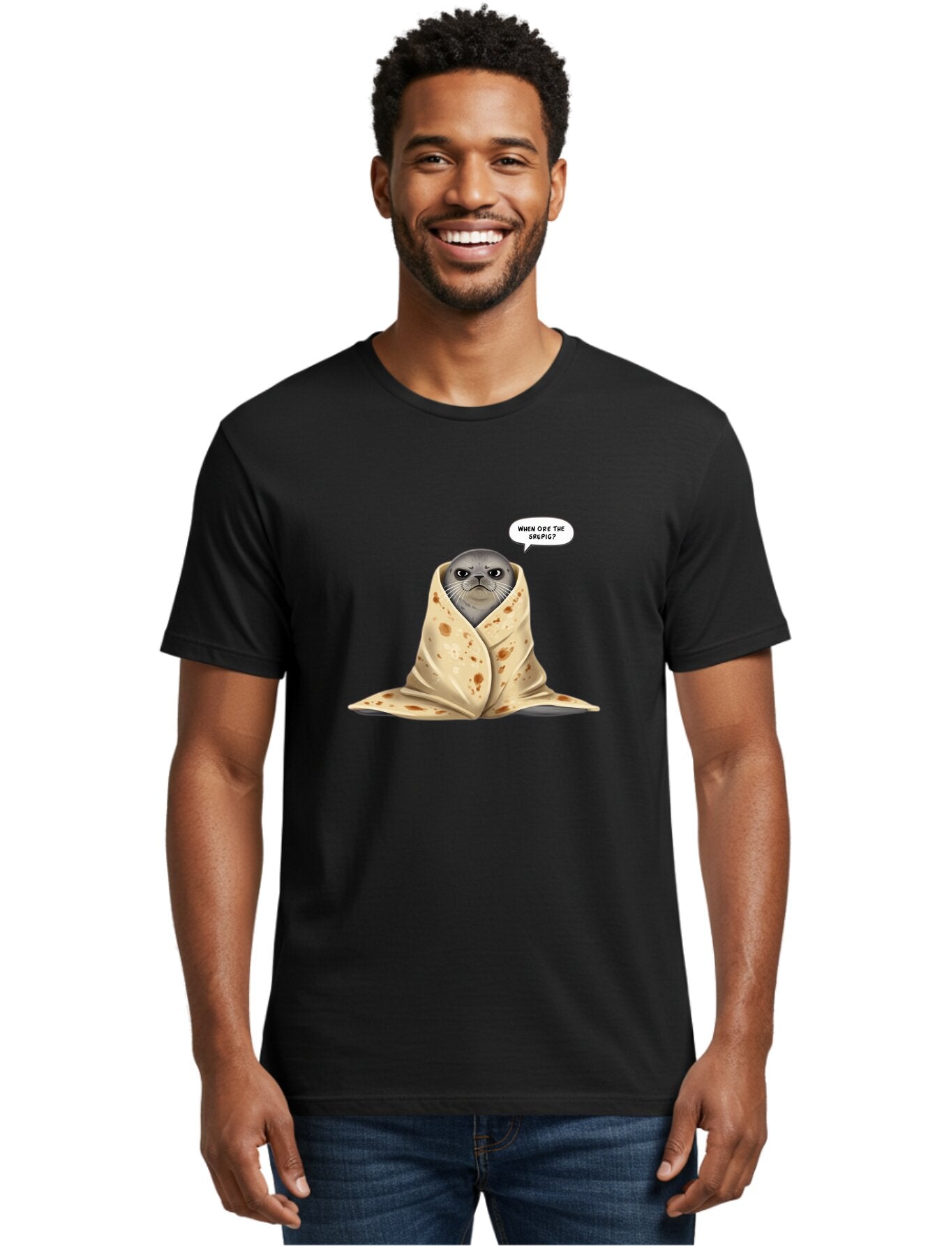 Seal-Wrapped-In-Tortilla Men'S Graphic Tee, 100% Cotton, Comfortable Casual Summer Wear, Machine Washable, Vintage Camera, Old Camera, Antique Camera, Black Camera, Classic Photography, Photography Equipment, Nostalgic Device, Film Camera, Baq001 18