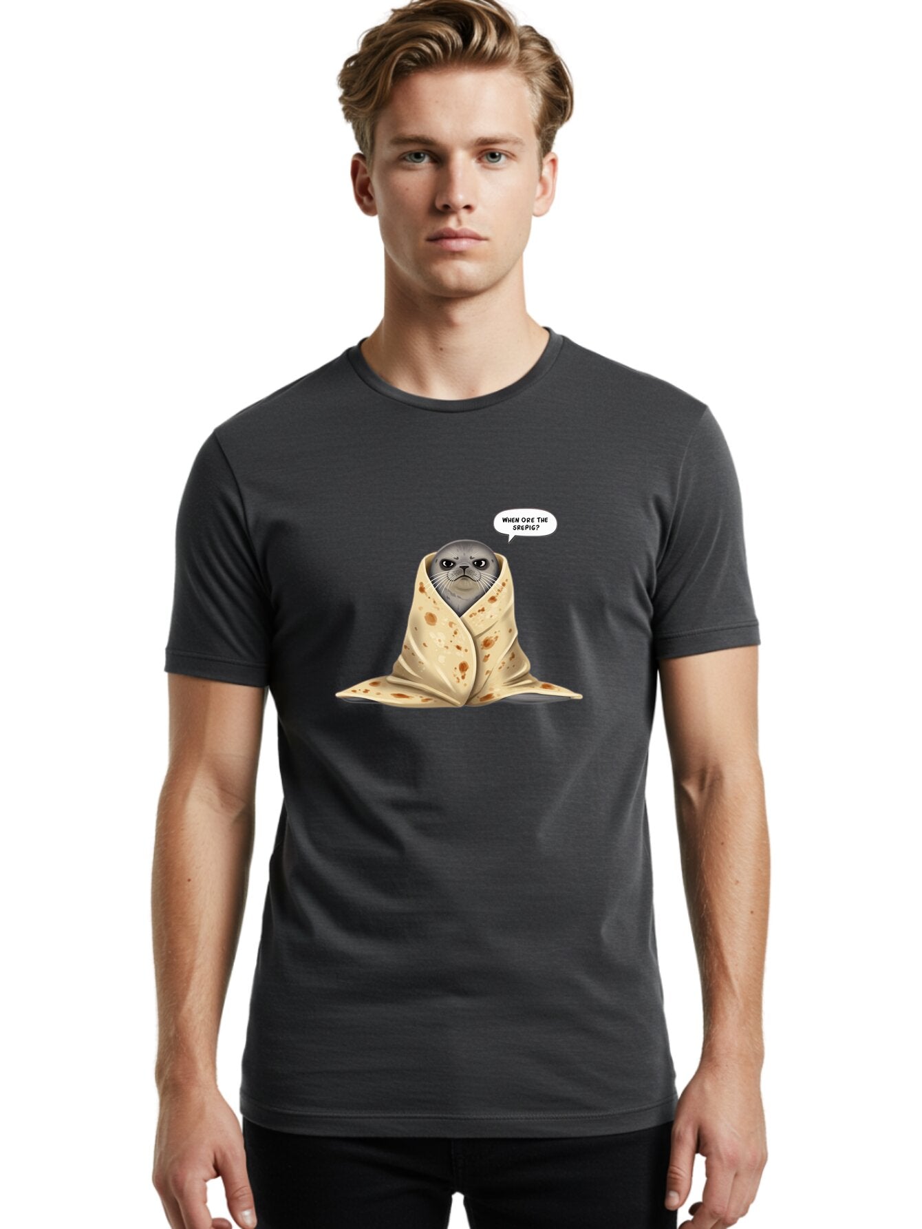 Seal-Wrapped-In-Tortilla Men'S Graphic Tee, 100% Cotton, Comfortable Casual Summer Wear, Machine Washable, Vintage Camera, Old Camera, Antique Camera, Black Camera, Classic Photography, Photography Equipment, Nostalgic Device, Film Camera, Baq001 28