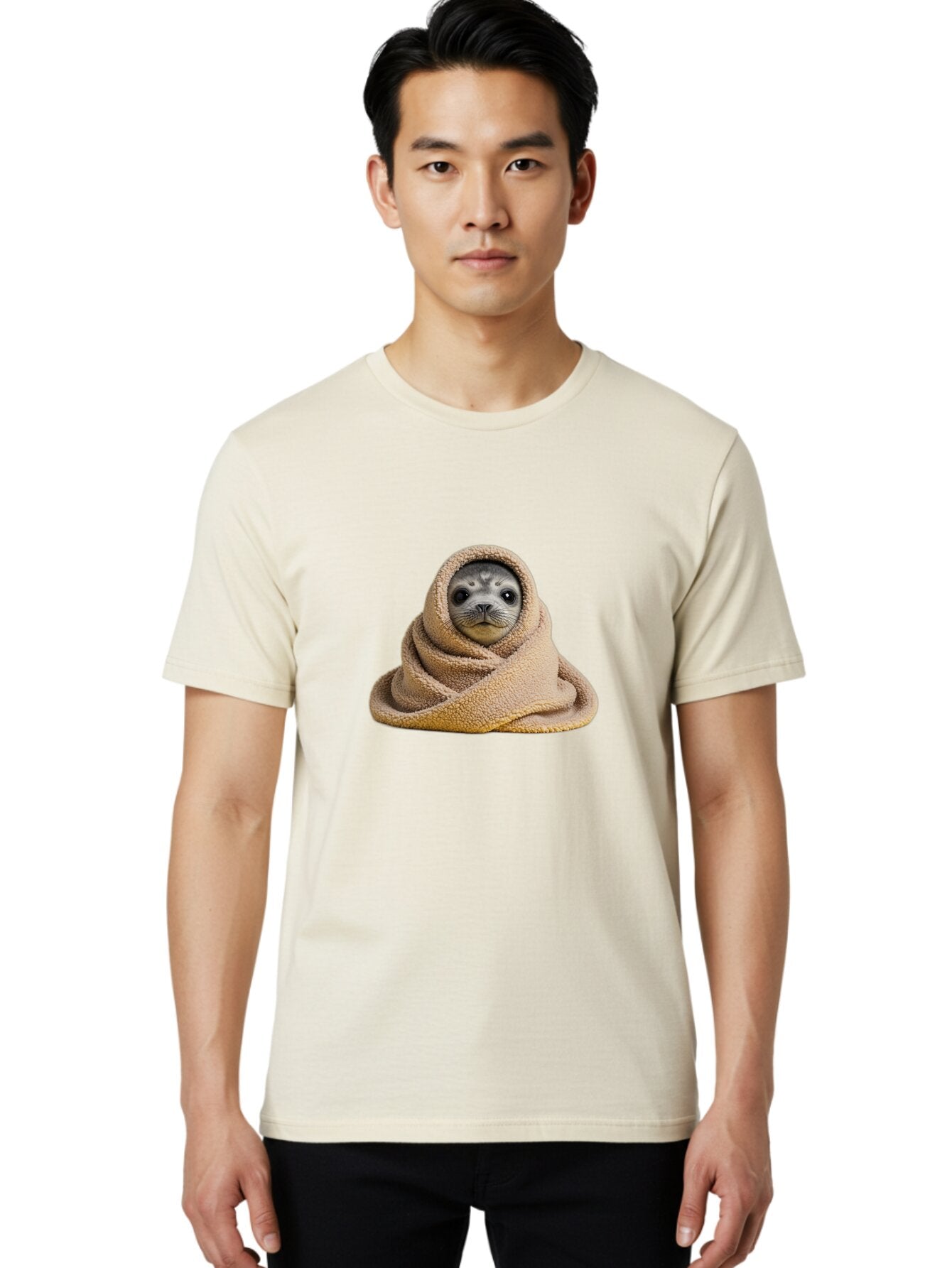 Seal-Wrapped-In-Towel Men'S Graphic Tee, 100% Cotton, Comfortable Casual Summer Wear, Machine Washable, Vintage Camera, Old Camera, Antique Camera, Black Camera, Classic Photography, Photography Equipment, Nostalgic Device, Film Camera, Baq002 27