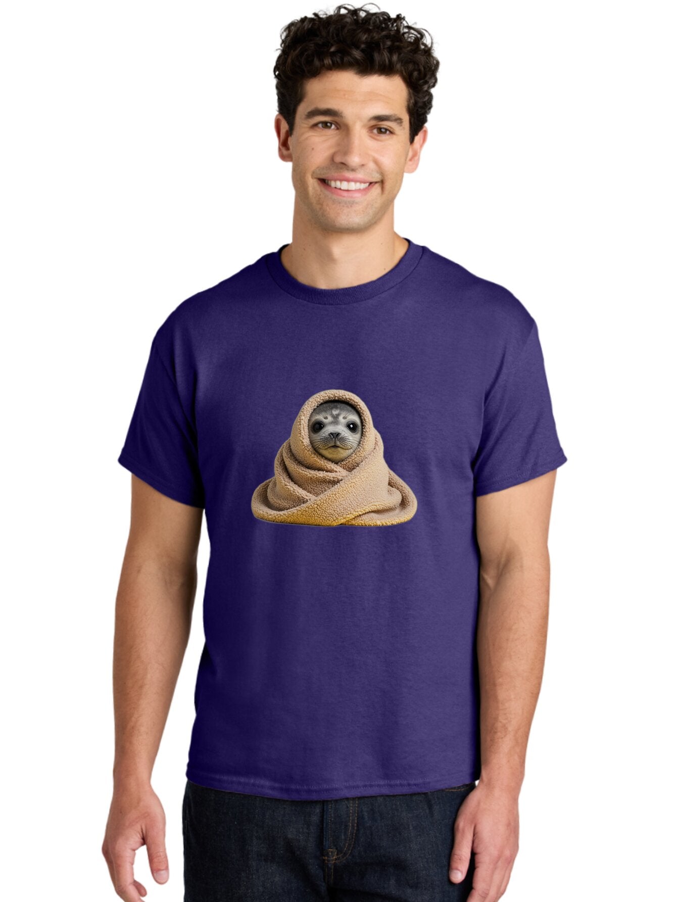 Seal-Wrapped-In-Towel Men'S Graphic Tee, 100% Cotton, Comfortable Casual Summer Wear, Machine Washable, Vintage Camera, Old Camera, Antique Camera, Black Camera, Classic Photography, Photography Equipment, Nostalgic Device, Film Camera, Baq002 23