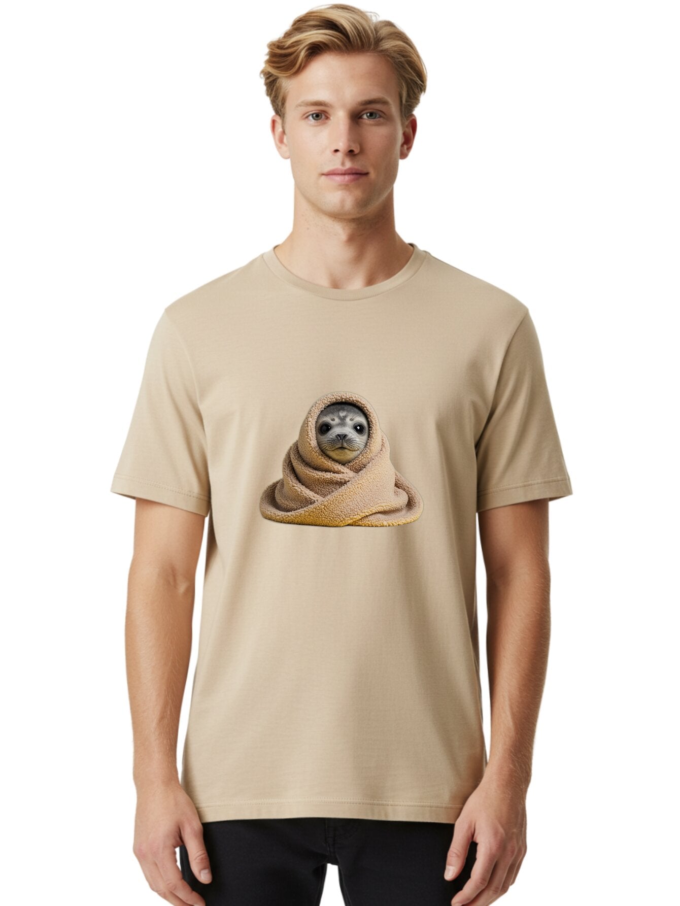 Seal-Wrapped-In-Towel Men'S Graphic Tee, 100% Cotton, Comfortable Casual Summer Wear, Machine Washable, Vintage Camera, Old Camera, Antique Camera, Black Camera, Classic Photography, Photography Equipment, Nostalgic Device, Film Camera, Baq002 26