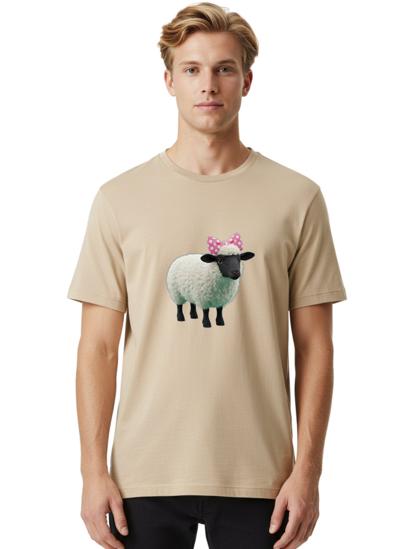 Sheep-With-Pink-Bow-1 Men'S Graphic Tee, 100% Cotton, Comfortable Casual Summer Wear, Machine Washable, Vintage Camera, Old Camera, Antique Camera, Black Camera, Classic Photography, Photography Equipment, Nostalgic Device, Film Camera, Baq008 19