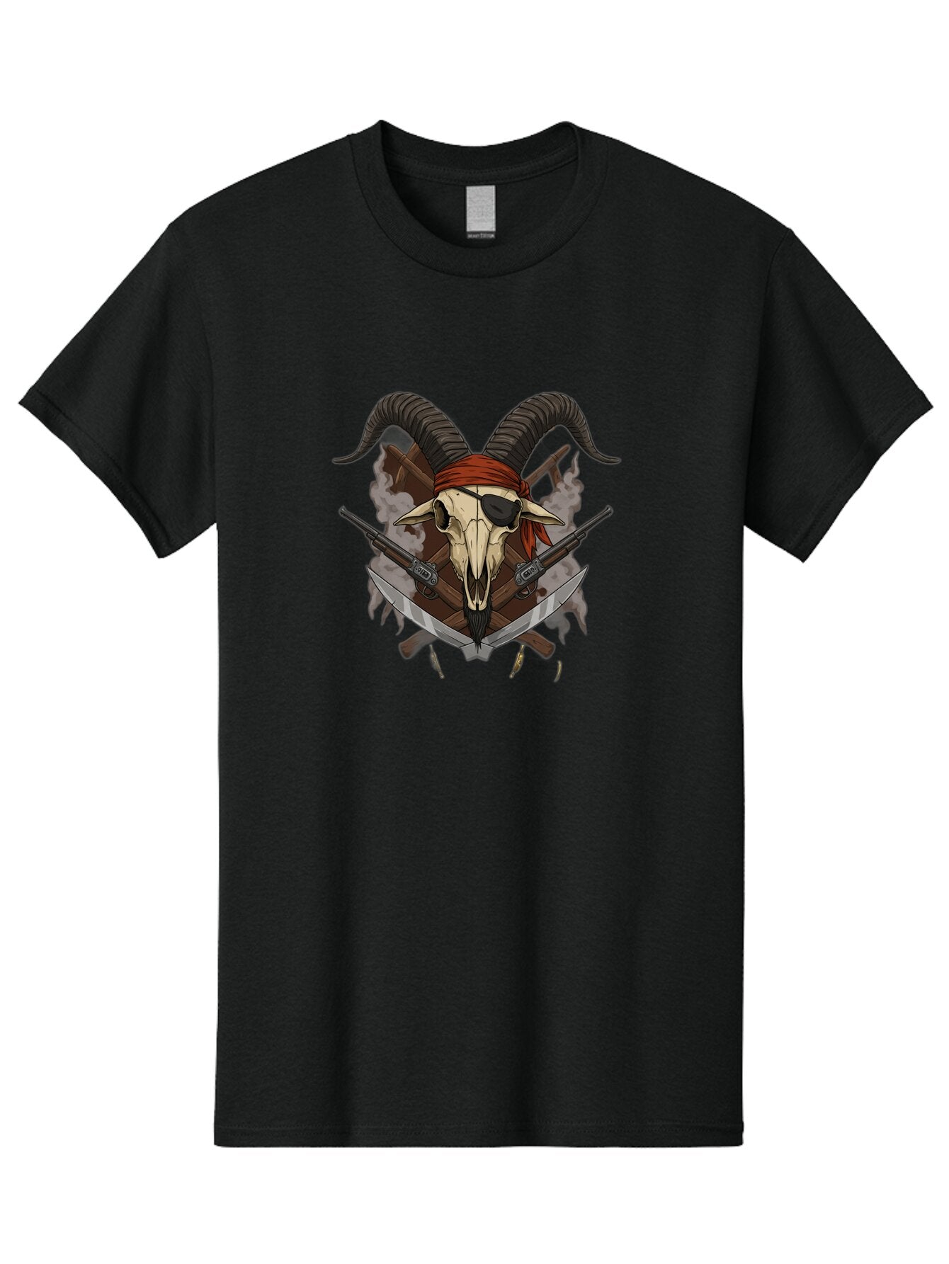 Skull-With-Horns-And-Guns Men'S Graphic Tee, 100% Cotton, Comfortable Casual Summer Wear, Machine Washable, Vintage Camera, Old Camera, Antique Camera, Black Camera, Classic Photography, Photography Equipment, Nostalgic Device, Film Camera, Baq017
