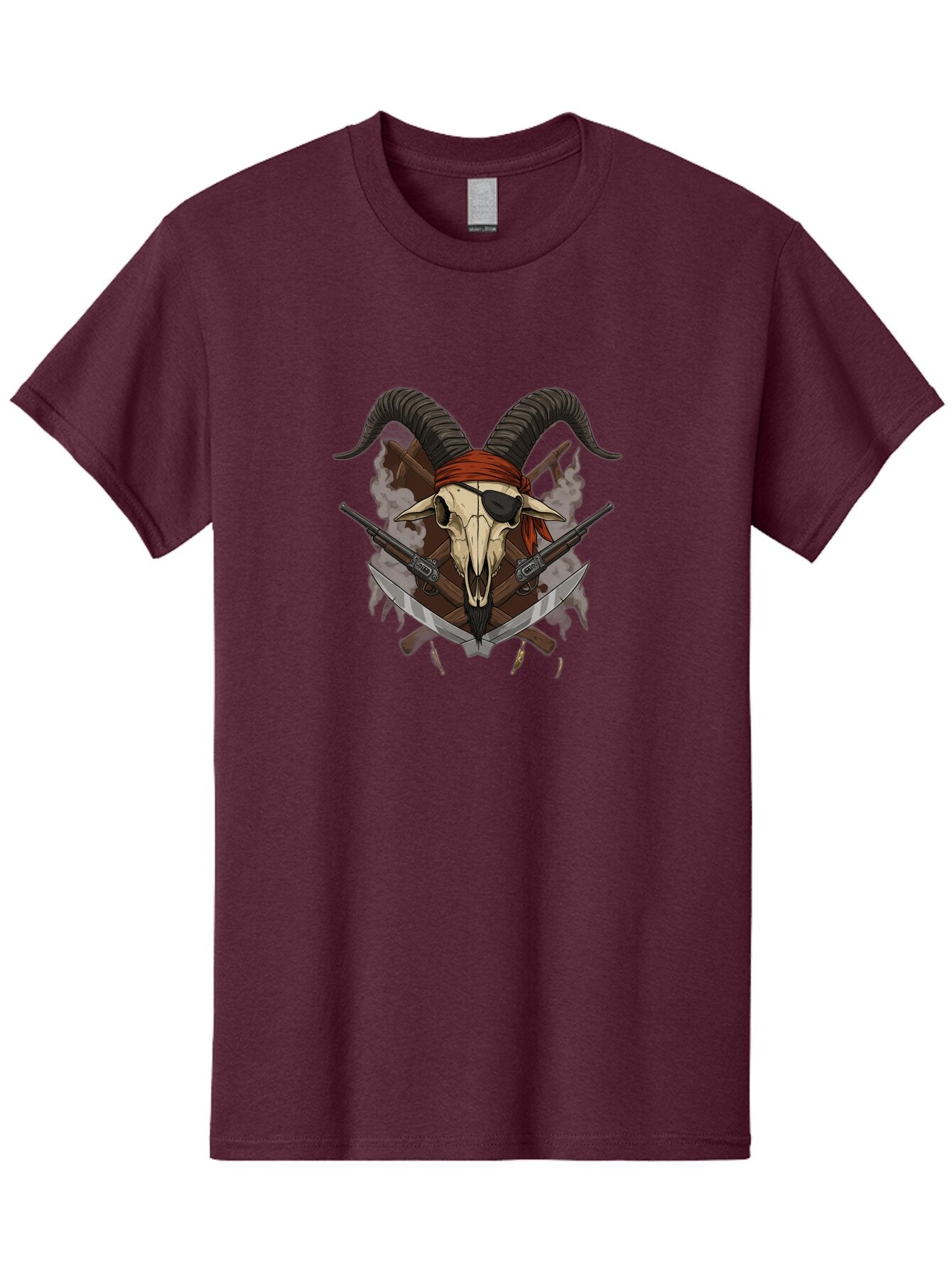 Skull-With-Horns-And-Guns Men'S Graphic Tee, 100% Cotton, Comfortable Casual Summer Wear, Machine Washable, Vintage Camera, Old Camera, Antique Camera, Black Camera, Classic Photography, Photography Equipment, Nostalgic Device, Film Camera, Baq017 5
