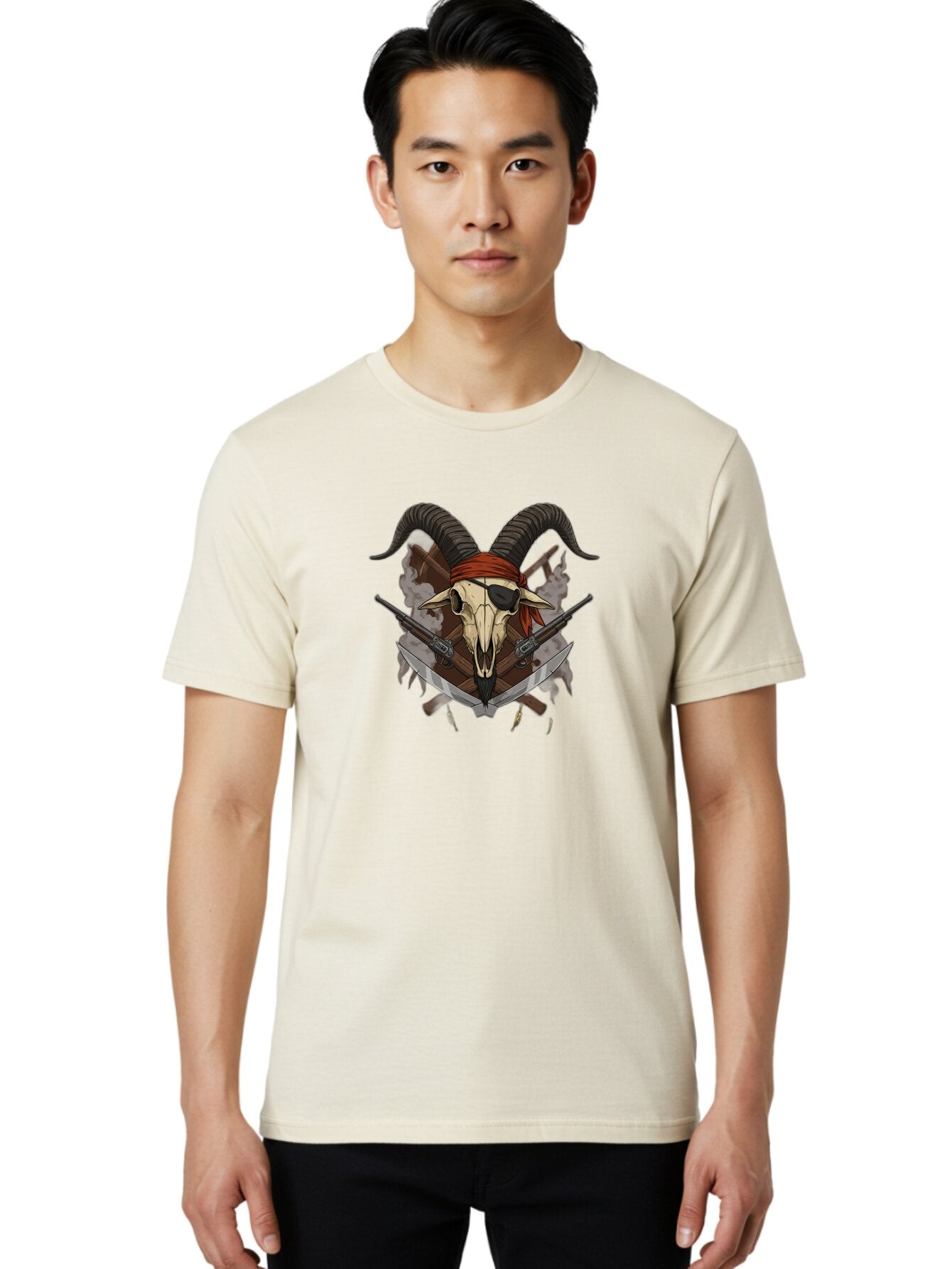 Skull-With-Horns-And-Guns Men'S Graphic Tee, 100% Cotton, Comfortable Casual Summer Wear, Machine Washable, Vintage Camera, Old Camera, Antique Camera, Black Camera, Classic Photography, Photography Equipment, Nostalgic Device, Film Camera, Baq017 20