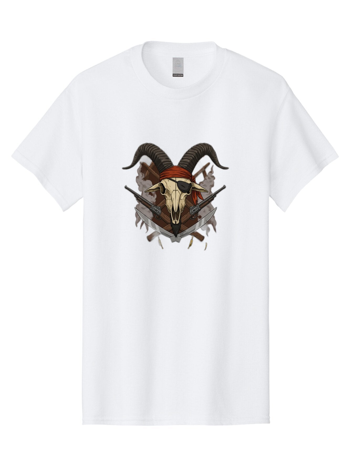 Skull-With-Horns-And-Guns Men'S Graphic Tee, 100% Cotton, Comfortable Casual Summer Wear, Machine Washable, Vintage Camera, Old Camera, Antique Camera, Black Camera, Classic Photography, Photography Equipment, Nostalgic Device, Film Camera, Baq017