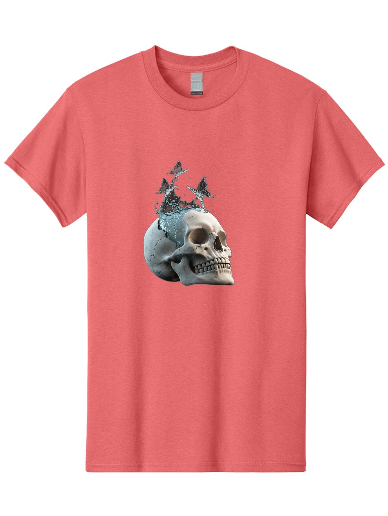 Skull-With-Splashing-Water-And-Butterflies Men'S Graphic Tee, 100% Cotton, Comfortable Casual Summer Wear, Machine Washable, Vintage Camera, Old Camera, Antique Camera, Black Camera, Classic Photography, Photography Equipment, Baq018 12