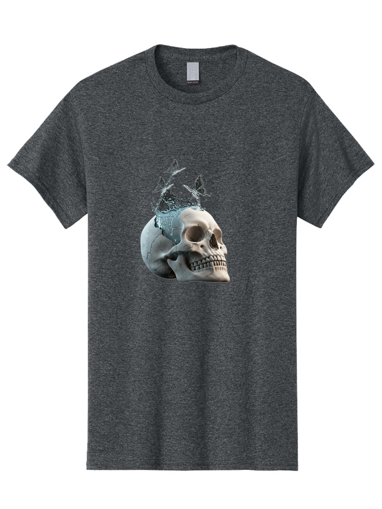Skull-With-Splashing-Water-And-Butterflies Men'S Graphic Tee, 100% Cotton, Comfortable Casual Summer Wear, Machine Washable, Vintage Camera, Old Camera, Antique Camera, Black Camera, Classic Photography, Photography Equipment, Baq018 9