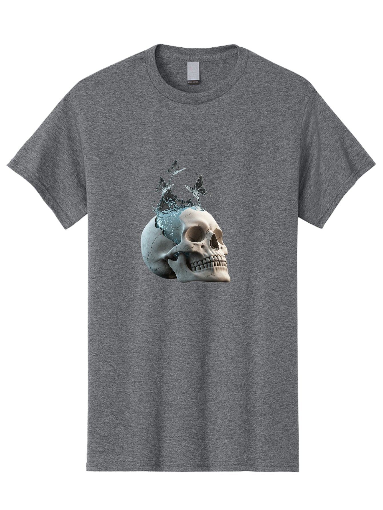 Skull-With-Splashing-Water-And-Butterflies Men'S Graphic Tee, 100% Cotton, Comfortable Casual Summer Wear, Machine Washable, Vintage Camera, Old Camera, Antique Camera, Black Camera, Classic Photography, Photography Equipment, Baq018 7