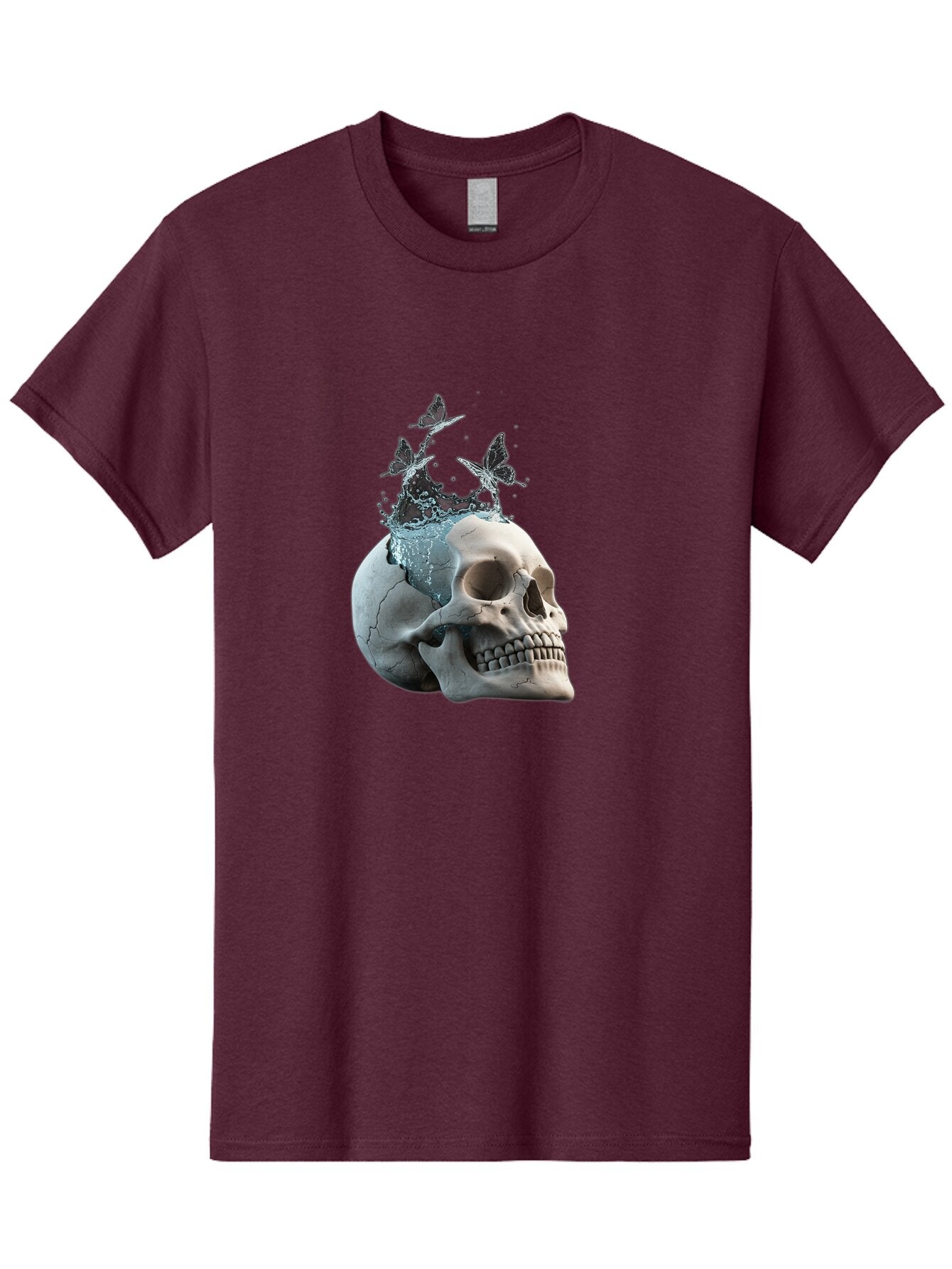 Skull-With-Splashing-Water-And-Butterflies Men'S Graphic Tee, 100% Cotton, Comfortable Casual Summer Wear, Machine Washable, Vintage Camera, Old Camera, Antique Camera, Black Camera, Classic Photography, Photography Equipment, Baq018 8