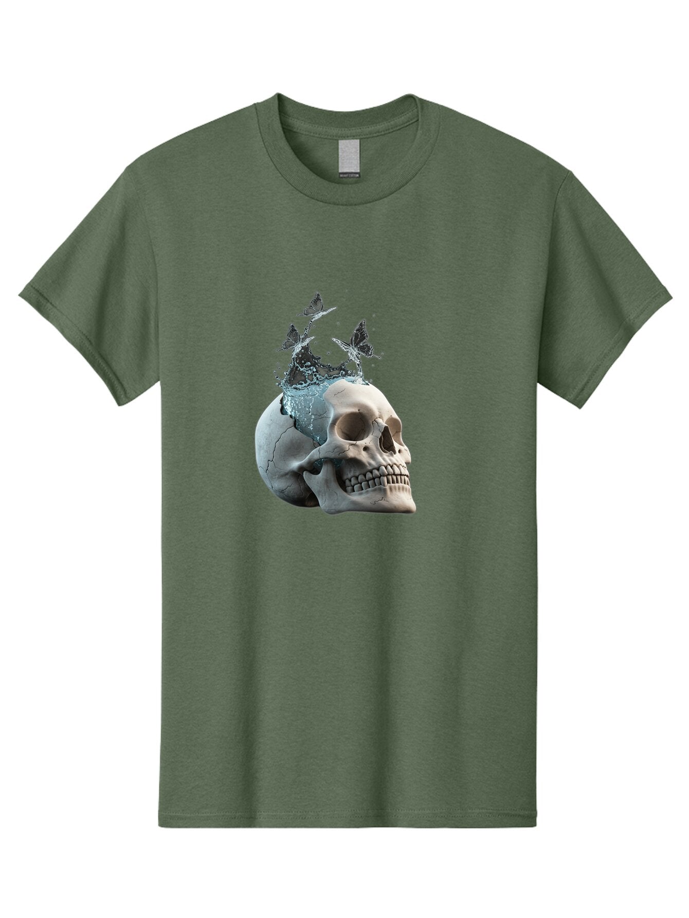 Skull-With-Splashing-Water-And-Butterflies Men'S Graphic Tee, 100% Cotton, Comfortable Casual Summer Wear, Machine Washable, Vintage Camera, Old Camera, Antique Camera, Black Camera, Classic Photography, Photography Equipment, Baq018 15