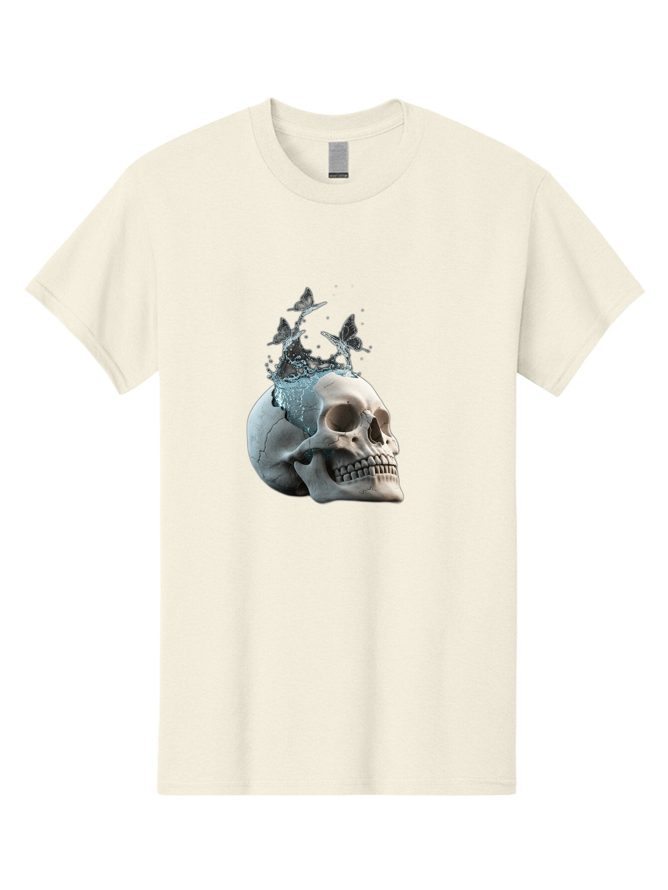 Skull-With-Splashing-Water-And-Butterflies Men'S Graphic Tee, 100% Cotton, Comfortable Casual Summer Wear, Machine Washable, Vintage Camera, Old Camera, Antique Camera, Black Camera, Classic Photography, Photography Equipment, Baq018 10