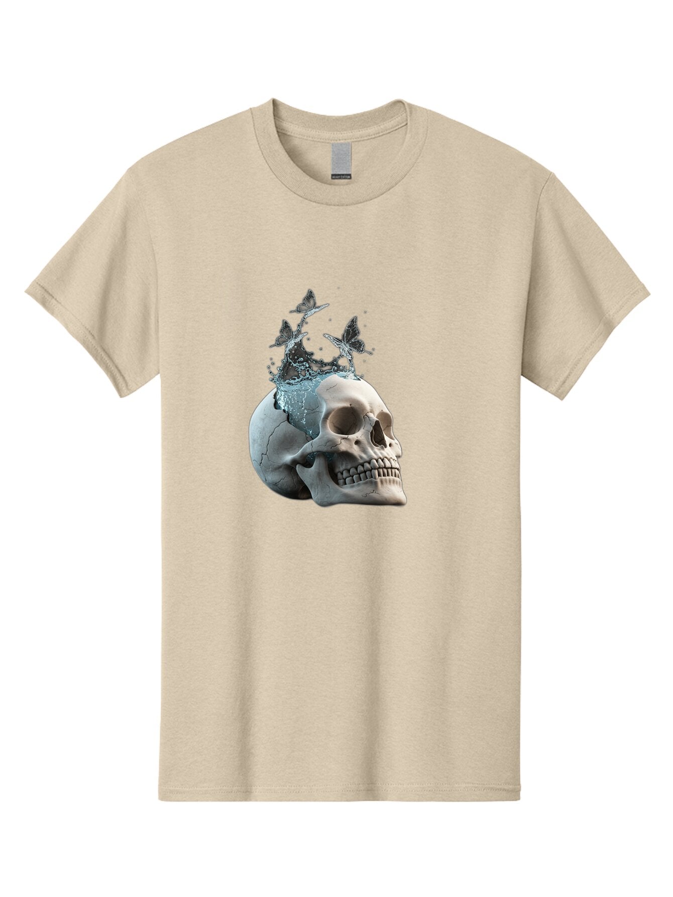 Skull-With-Splashing-Water-And-Butterflies Men'S Graphic Tee, 100% Cotton, Comfortable Casual Summer Wear, Machine Washable, Vintage Camera, Old Camera, Antique Camera, Black Camera, Classic Photography, Photography Equipment, Baq018 11