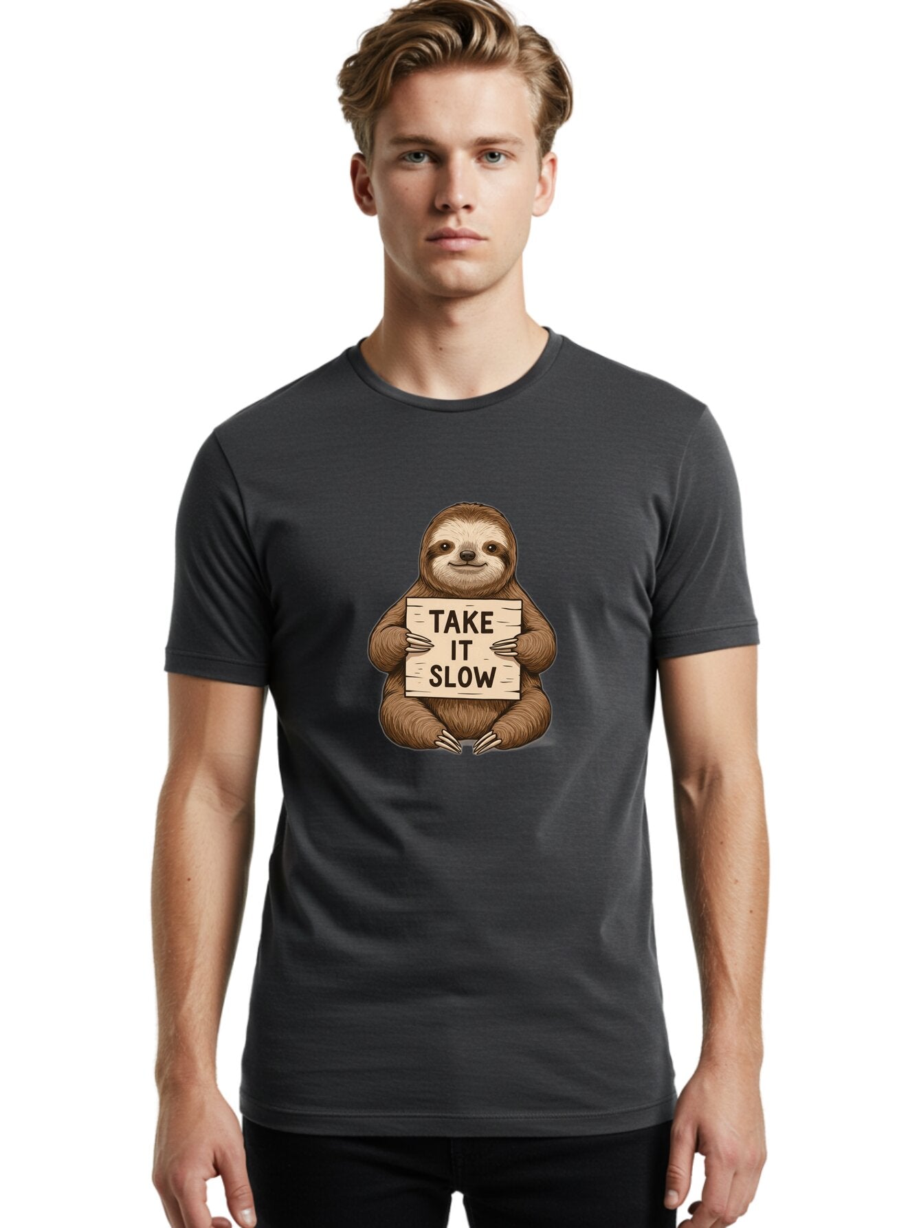 Sloth-Take-It-Slow-2 Men'S Graphic Tee, 100% Cotton, Comfortable Casual Summer Wear, Machine Washable, Vintage Camera, Old Camera, Antique Camera, Black Camera, Classic Photography, Photography Equipment, Nostalgic Device, Film Camera, Baq023 17