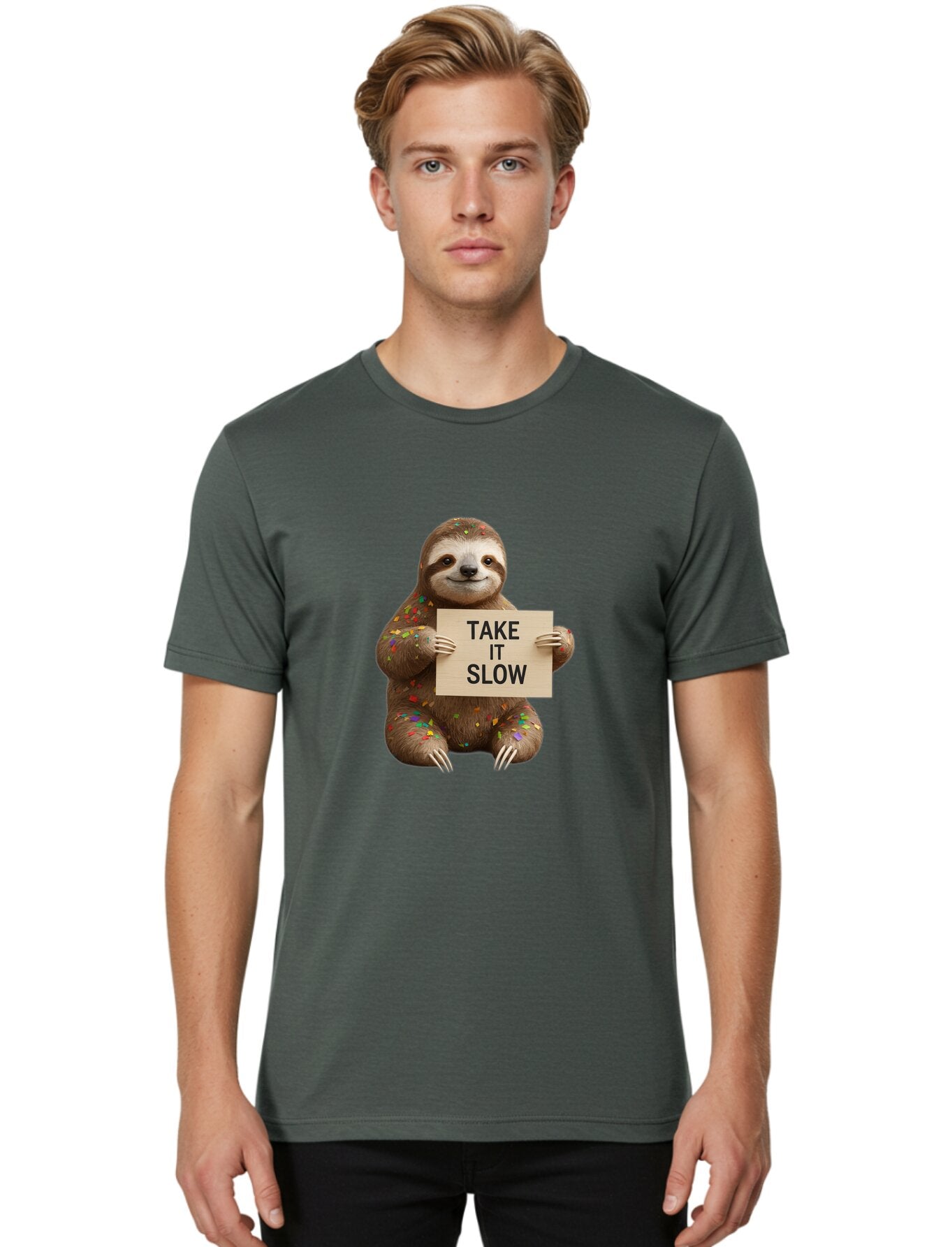 Sloth-Take-It-Slow-5 Men'S Graphic Tee, 100% Cotton, Comfortable Casual Summer Wear, Machine Washable, Vintage Camera, Old Camera, Antique Camera, Black Camera, Classic Photography, Photography Equipment, Nostalgic Device, Film Camera, Baq026 25