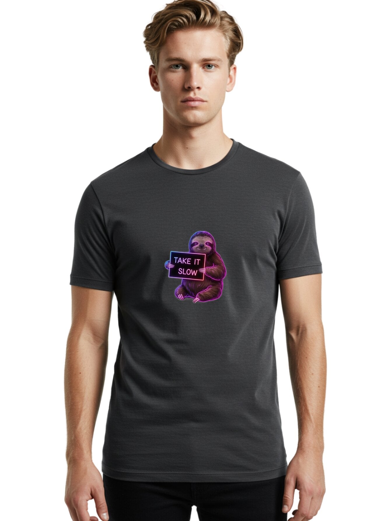 Sloth-Take-It-Slow Men'S Graphic Tee, 100% Cotton, Comfortable Casual Summer Wear, Machine Washable, Vintage Camera, Old Camera, Antique Camera, Black Camera, Classic Photography, Photography Equipment, Nostalgic Device, Film Camera, Baq028 26
