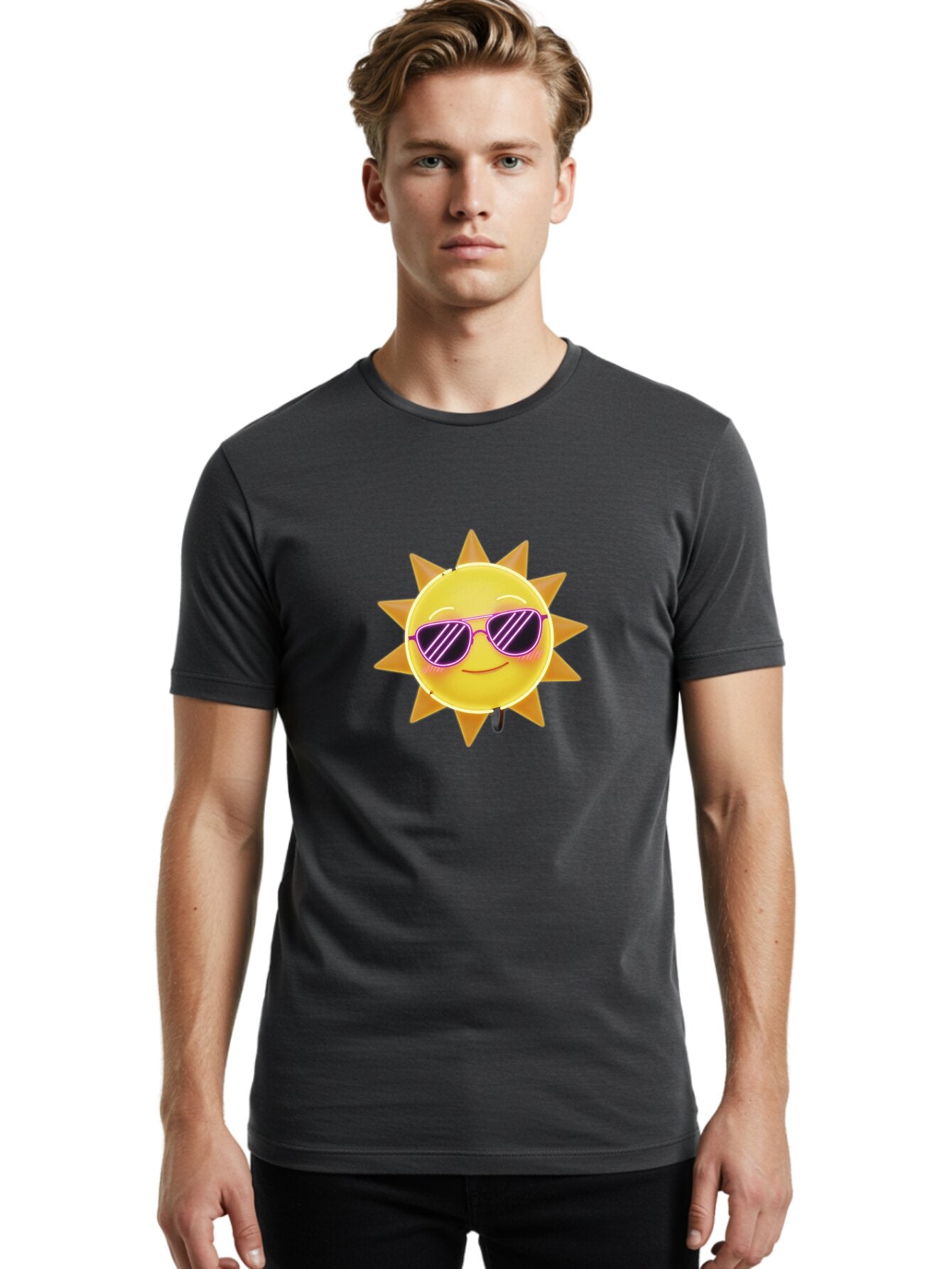 Smiling-Sun-1 Men'S Graphic Tee, 100% Cotton, Comfortable Casual Summer Wear, Machine Washable, Vintage Camera, Old Camera, Antique Camera, Black Camera, Classic Photography, Photography Equipment, Nostalgic Device, Film Camera, Camera Art Baq033 22