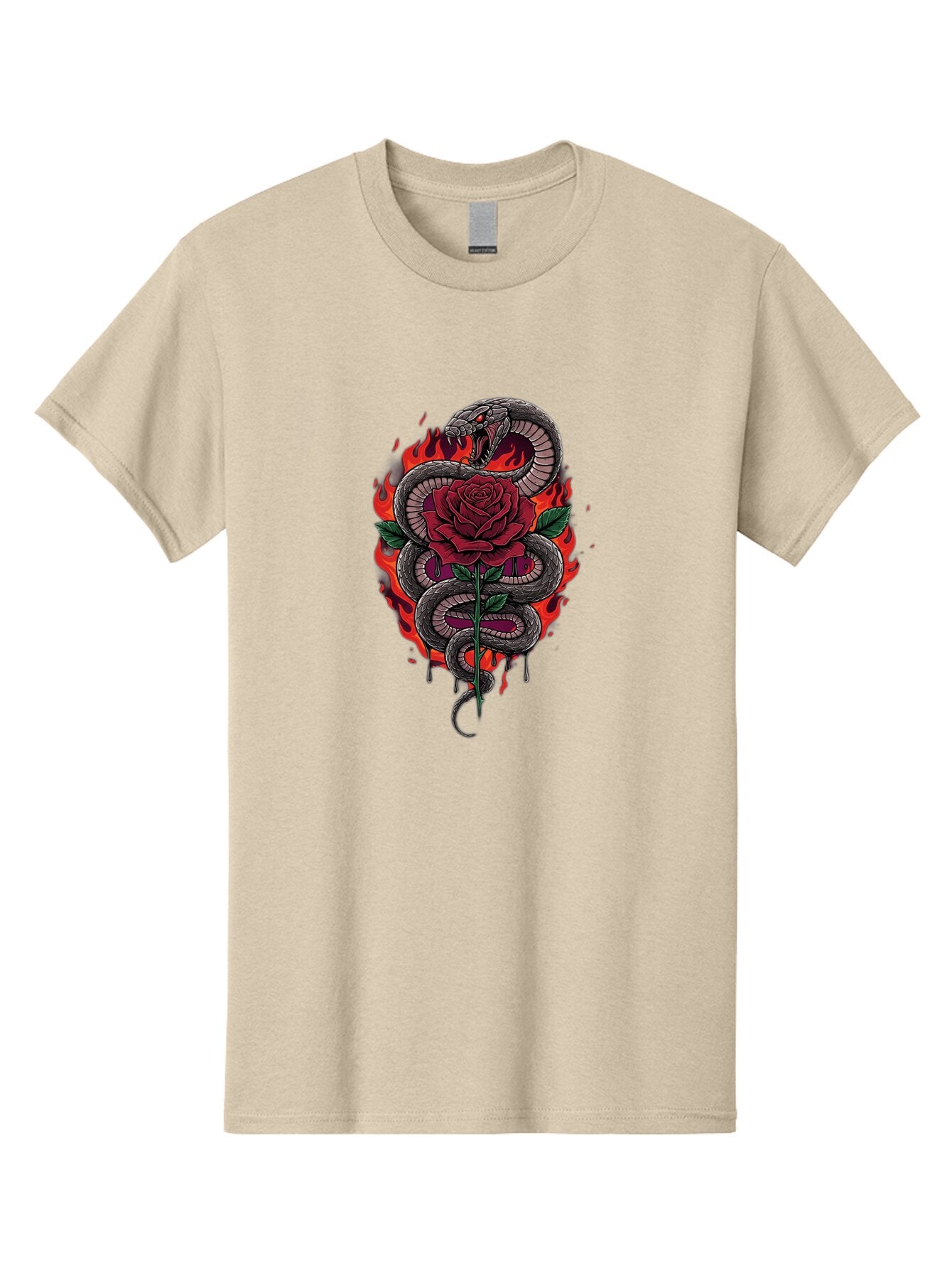 Snake-Rose-1 Men'S Graphic Tee, 100% Cotton, Comfortable Casual Summer Wear, Machine Washable, Vintage Camera, Old Camera, Antique Camera, Black Camera, Classic Photography, Photography Equipment, Nostalgic Device, Film Camera, Camera Art Baq037 1