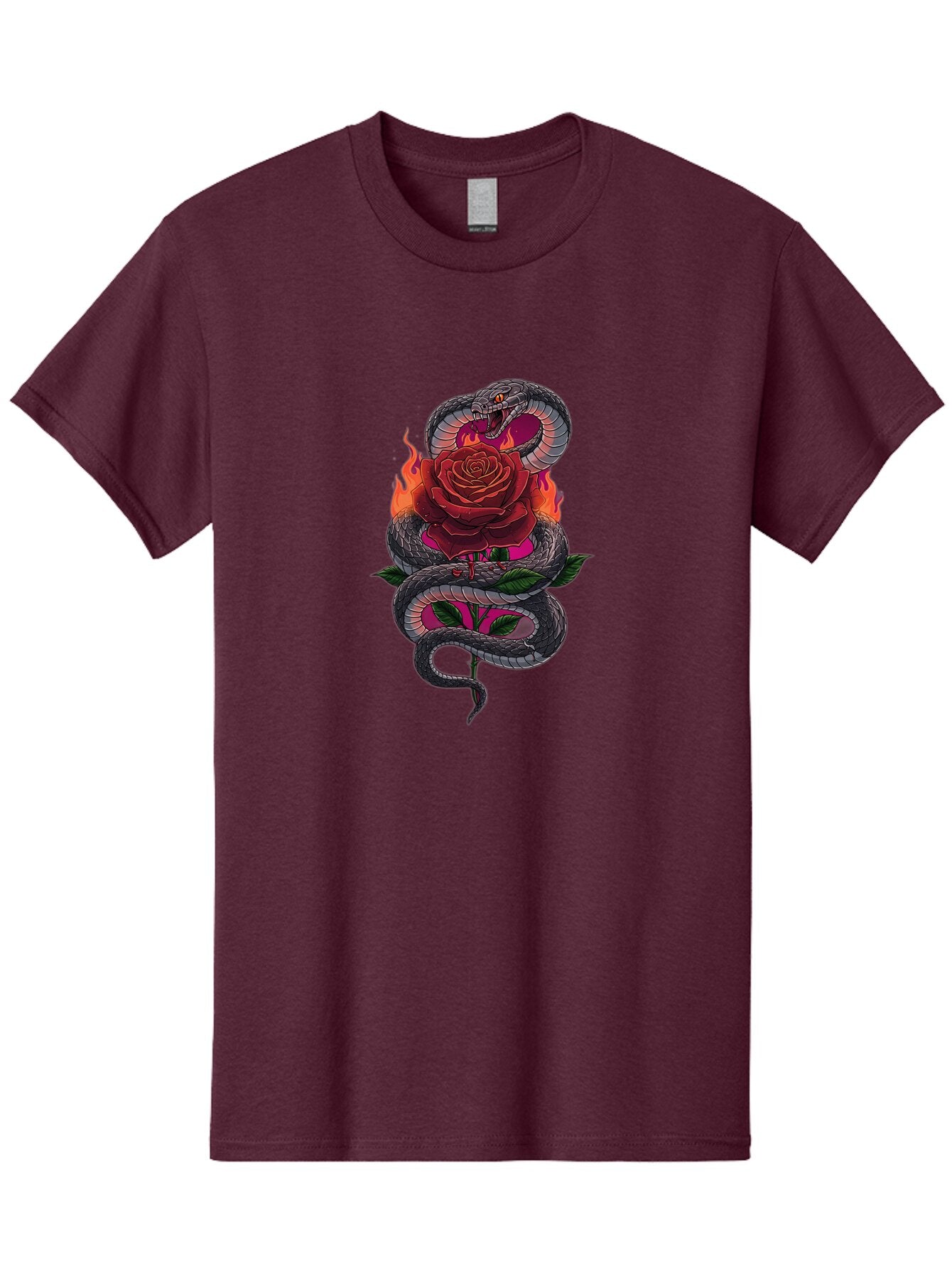 Snake-Rose-2 Men'S Graphic Tee, 100% Cotton, Comfortable Casual Summer Wear, Machine Washable, Vintage Camera, Old Camera, Antique Camera, Black Camera, Classic Photography, Photography Equipment, Nostalgic Device, Film Camera, Camera Art Baq038 1