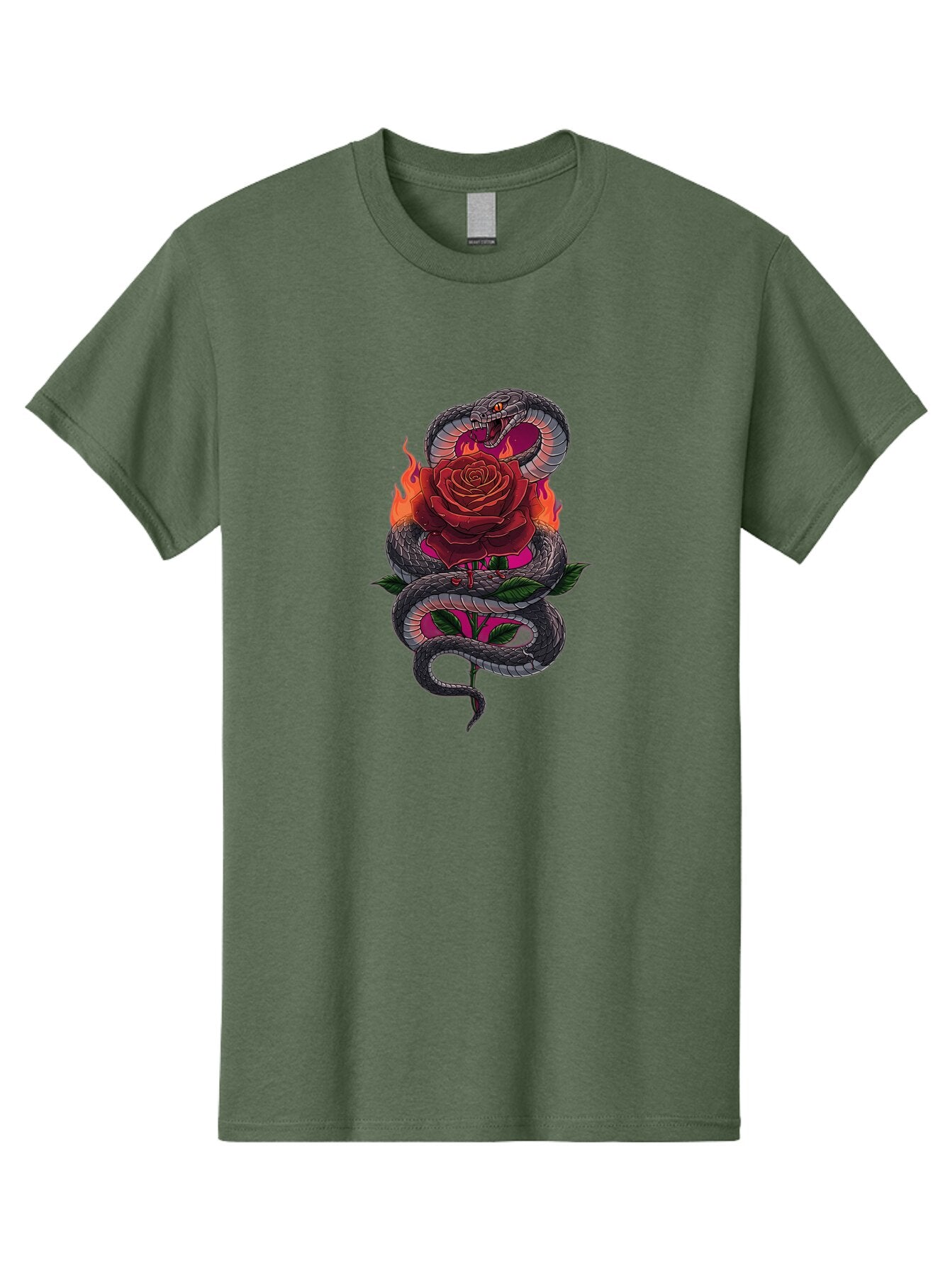 Snake-Rose-2 Men'S Graphic Tee, 100% Cotton, Comfortable Casual Summer Wear, Machine Washable, Vintage Camera, Old Camera, Antique Camera, Black Camera, Classic Photography, Photography Equipment, Nostalgic Device, Film Camera, Camera Art Baq038 6