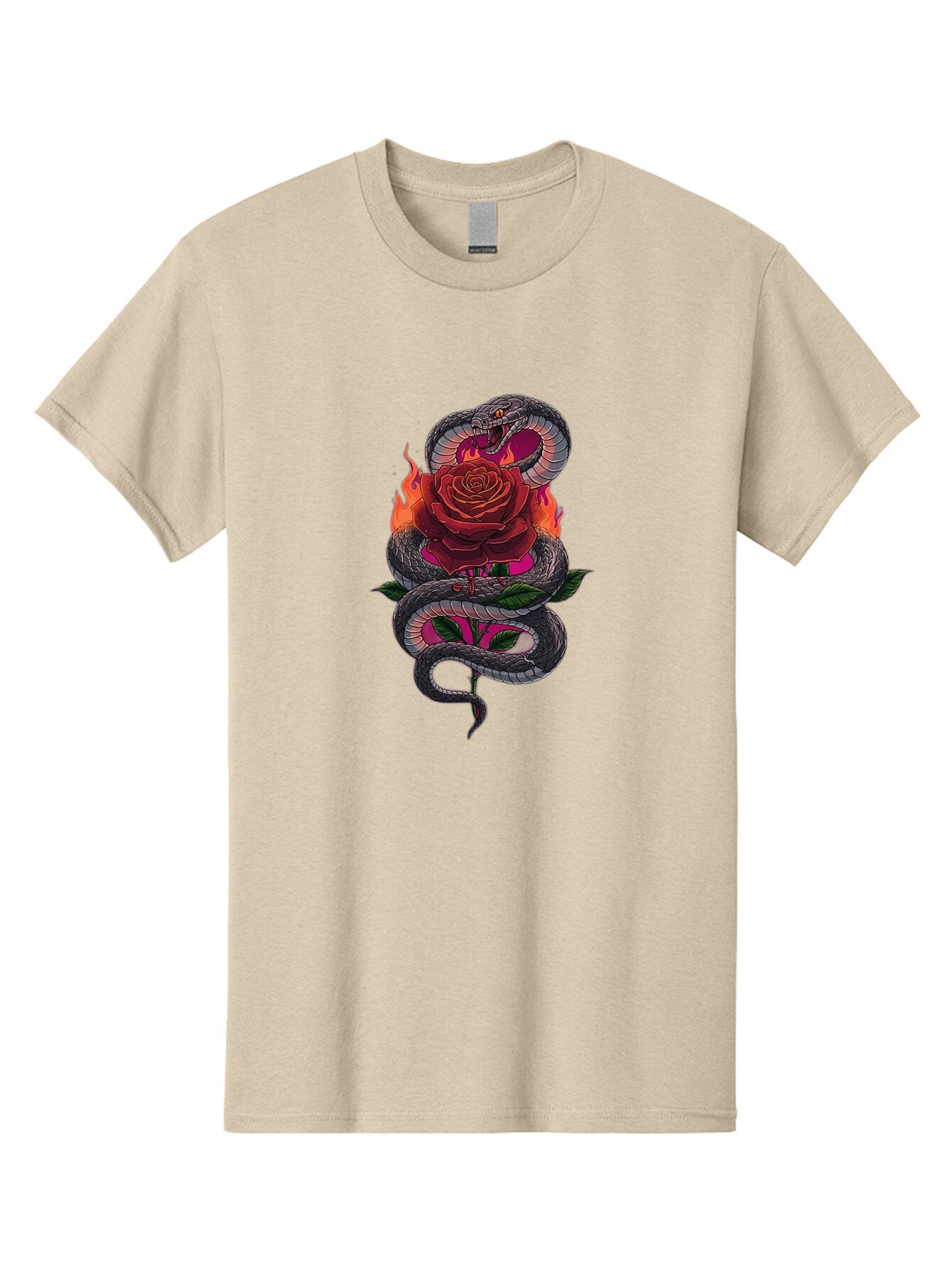 Snake-Rose-2 Men'S Graphic Tee, 100% Cotton, Comfortable Casual Summer Wear, Machine Washable, Vintage Camera, Old Camera, Antique Camera, Black Camera, Classic Photography, Photography Equipment, Nostalgic Device, Film Camera, Camera Art Baq038 5
