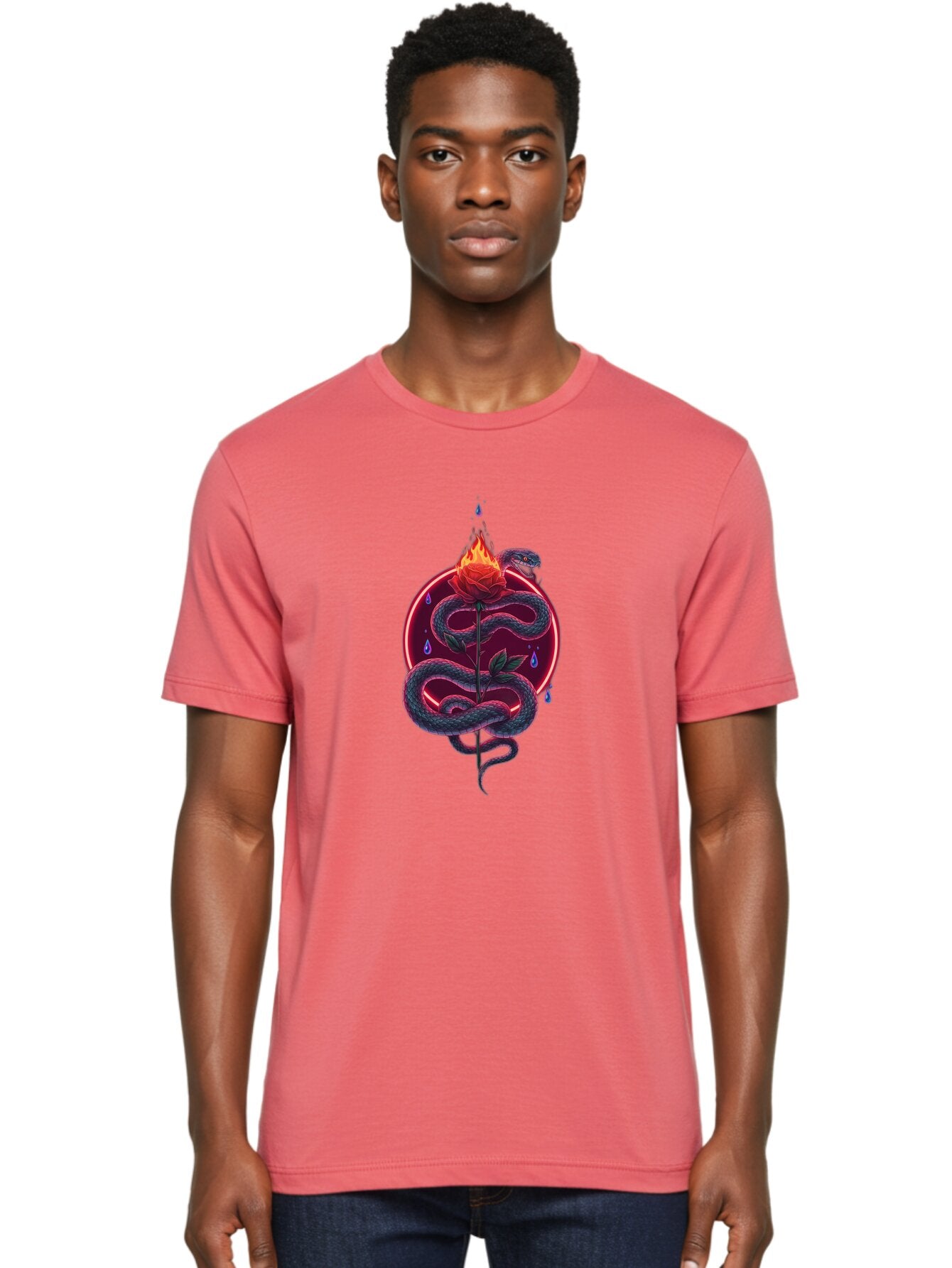 Snake-Rose-4 Men'S Graphic Tee, 100% Cotton, Comfortable Casual Summer Wear, Machine Washable, Vintage Camera, Old Camera, Antique Camera, Black Camera, Classic Photography, Photography Equipment, Nostalgic Device, Film Camera, Camera Art Baq040 28