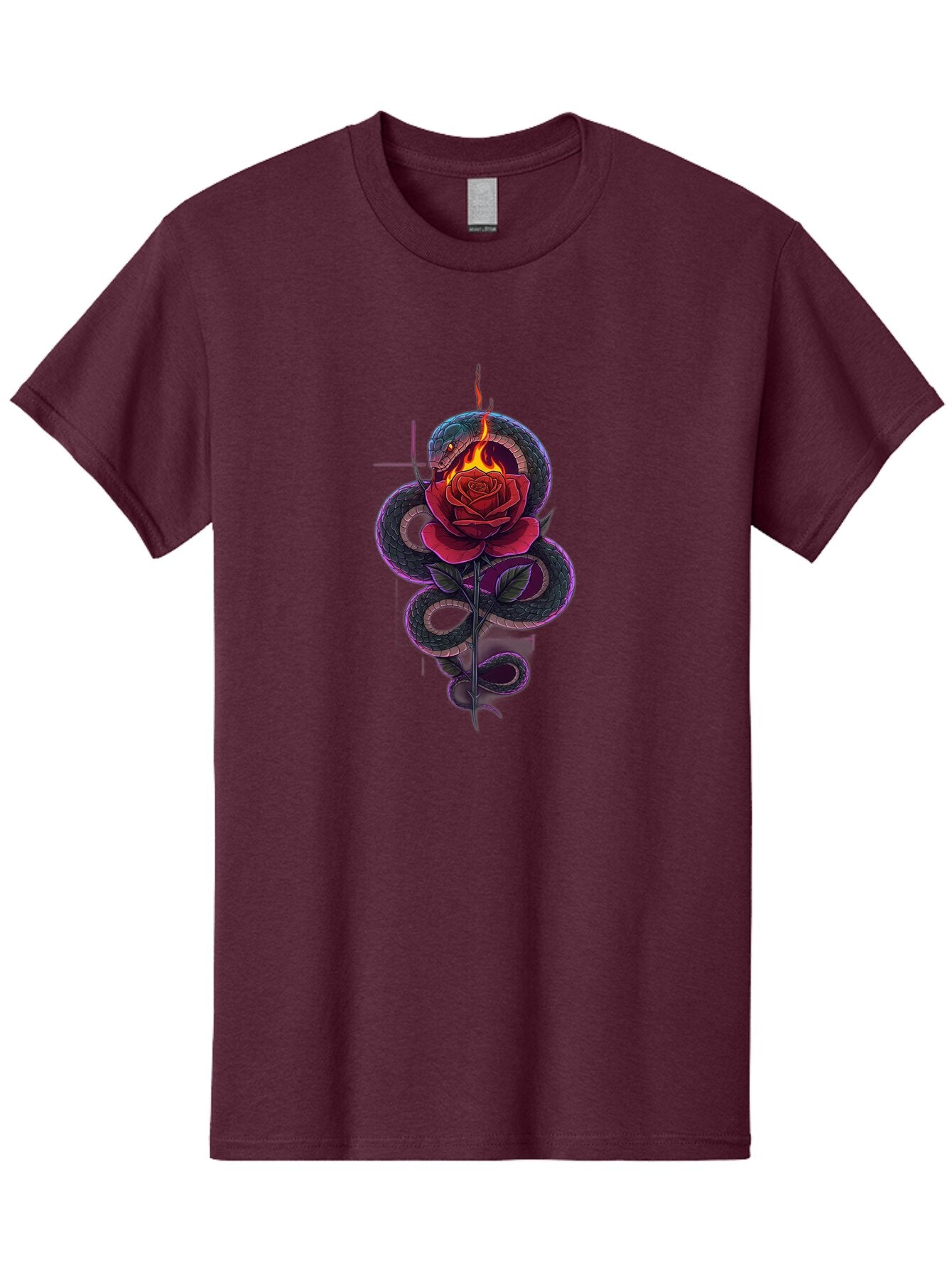 Snake-Rose-5 Men'S Graphic Tee, 100% Cotton, Comfortable Casual Summer Wear, Machine Washable, Vintage Camera, Old Camera, Antique Camera, Black Camera, Classic Photography, Photography Equipment, Nostalgic Device, Film Camera, Camera Art Baq041 5