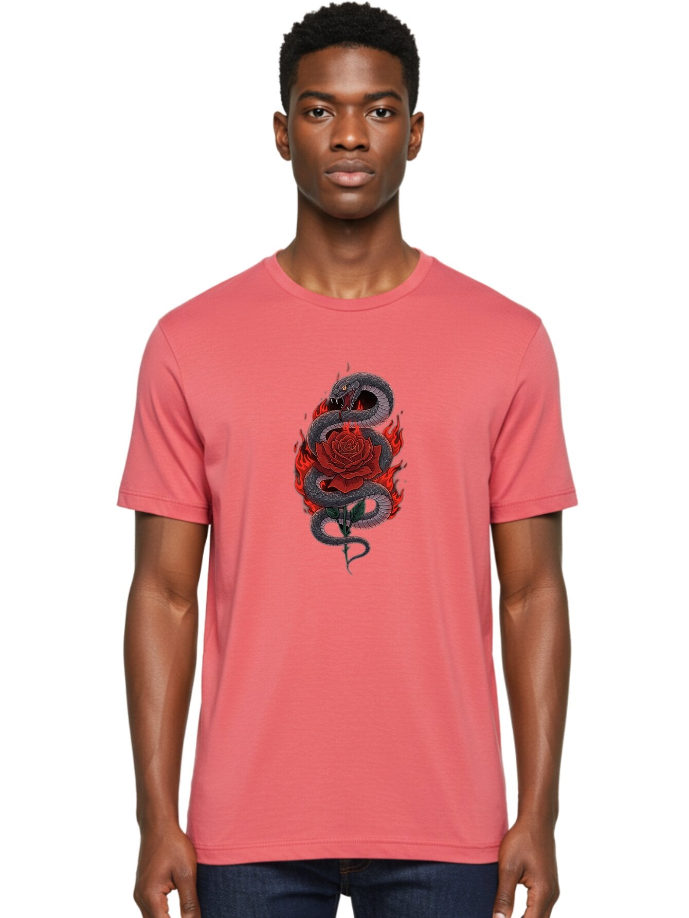 Snake-Rose-Tattoo Men'S Graphic Tee, 100% Cotton, Comfortable Casual Summer Wear, Machine Washable, Vintage Camera, Old Camera, Antique Camera, Black Camera, Classic Photography, Photography Equipment, Nostalgic Device, Film Camera, Camera Art Baq042 30