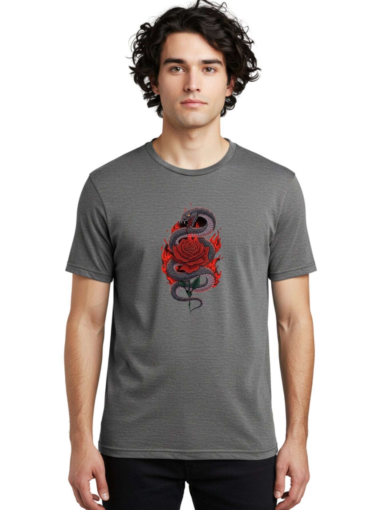 Snake-Rose-Tattoo Men'S Graphic Tee, 100% Cotton, Comfortable Casual Summer Wear, Machine Washable, Vintage Camera, Old Camera, Antique Camera, Black Camera, Classic Photography, Photography Equipment, Nostalgic Device, Film Camera, Camera Art Baq042 24