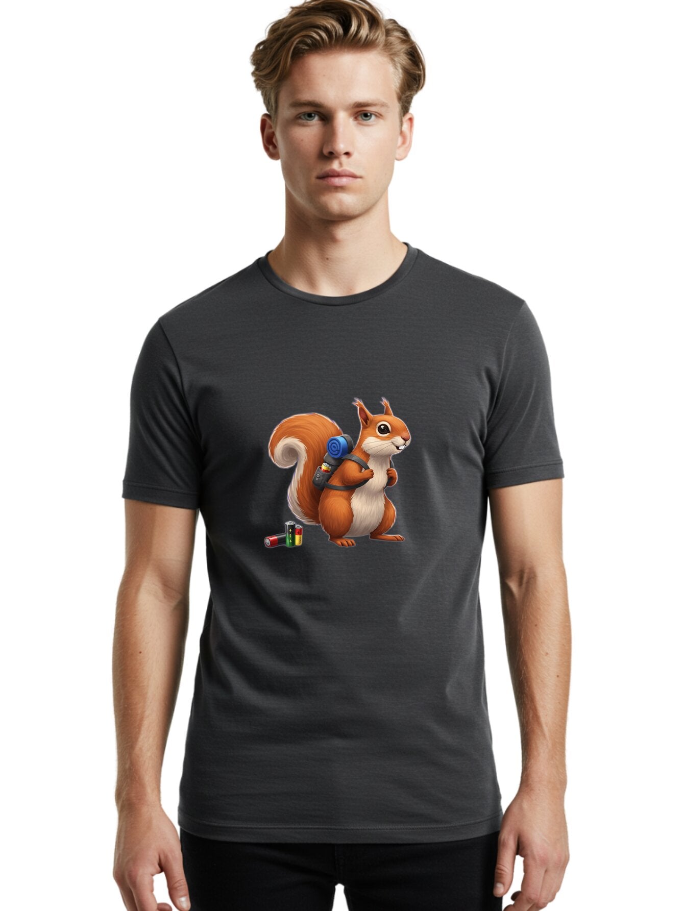 Squirrel-With-Backpack Men'S Graphic Tee, 100% Cotton, Comfortable Casual Summer Wear, Machine Washable, Vintage Camera, Old Camera, Antique Camera, Black Camera, Classic Photography, Photography Equipment, Nostalgic Device, Film Camera, Baq053 24