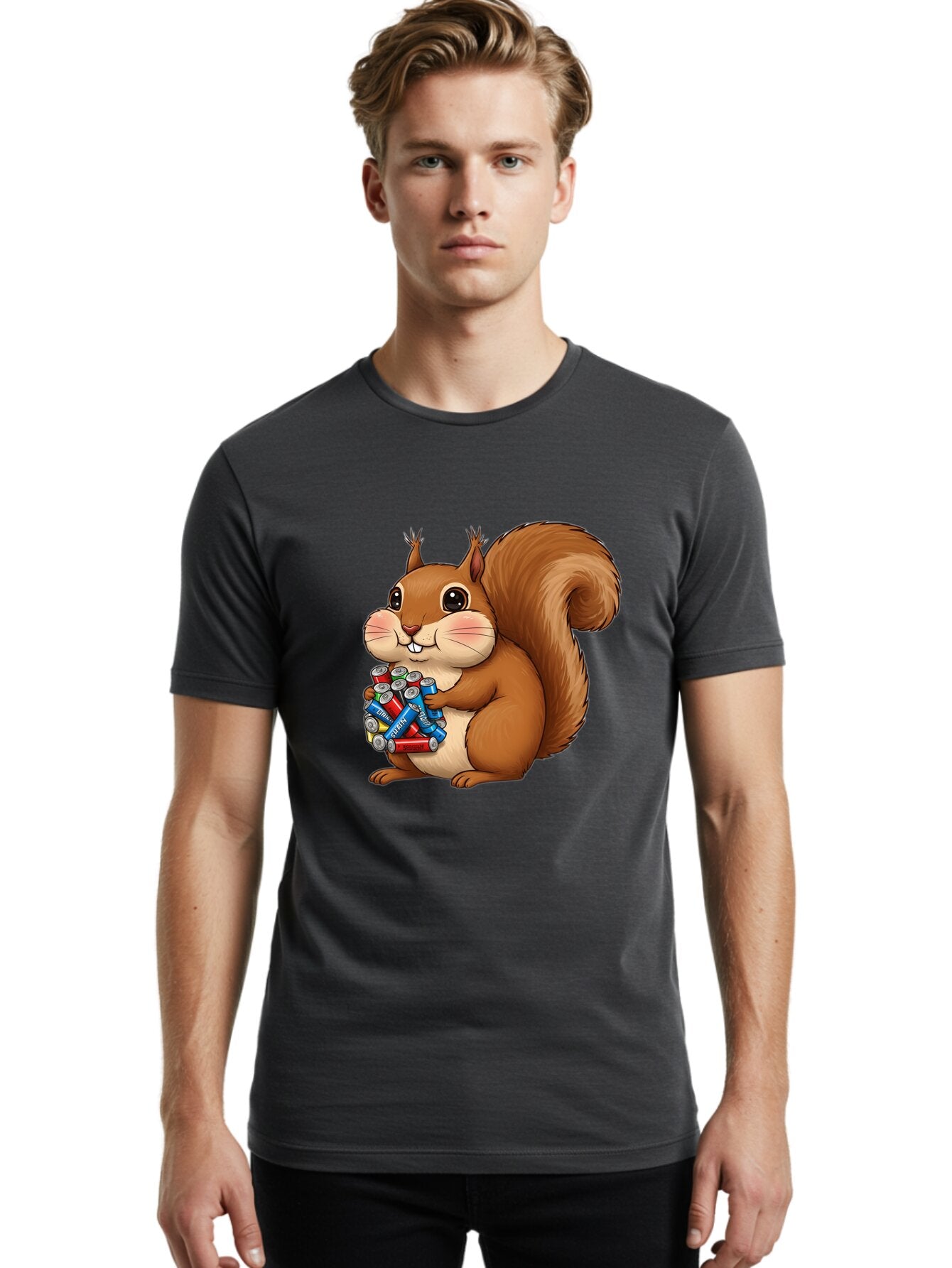 Squirrel-With-Batteries Men'S Graphic Tee, 100% Cotton, Comfortable Casual Summer Wear, Machine Washable, Vintage Camera, Old Camera, Antique Camera, Black Camera, Classic Photography, Photography Equipment, Nostalgic Device, Film Camera, Baq054 23