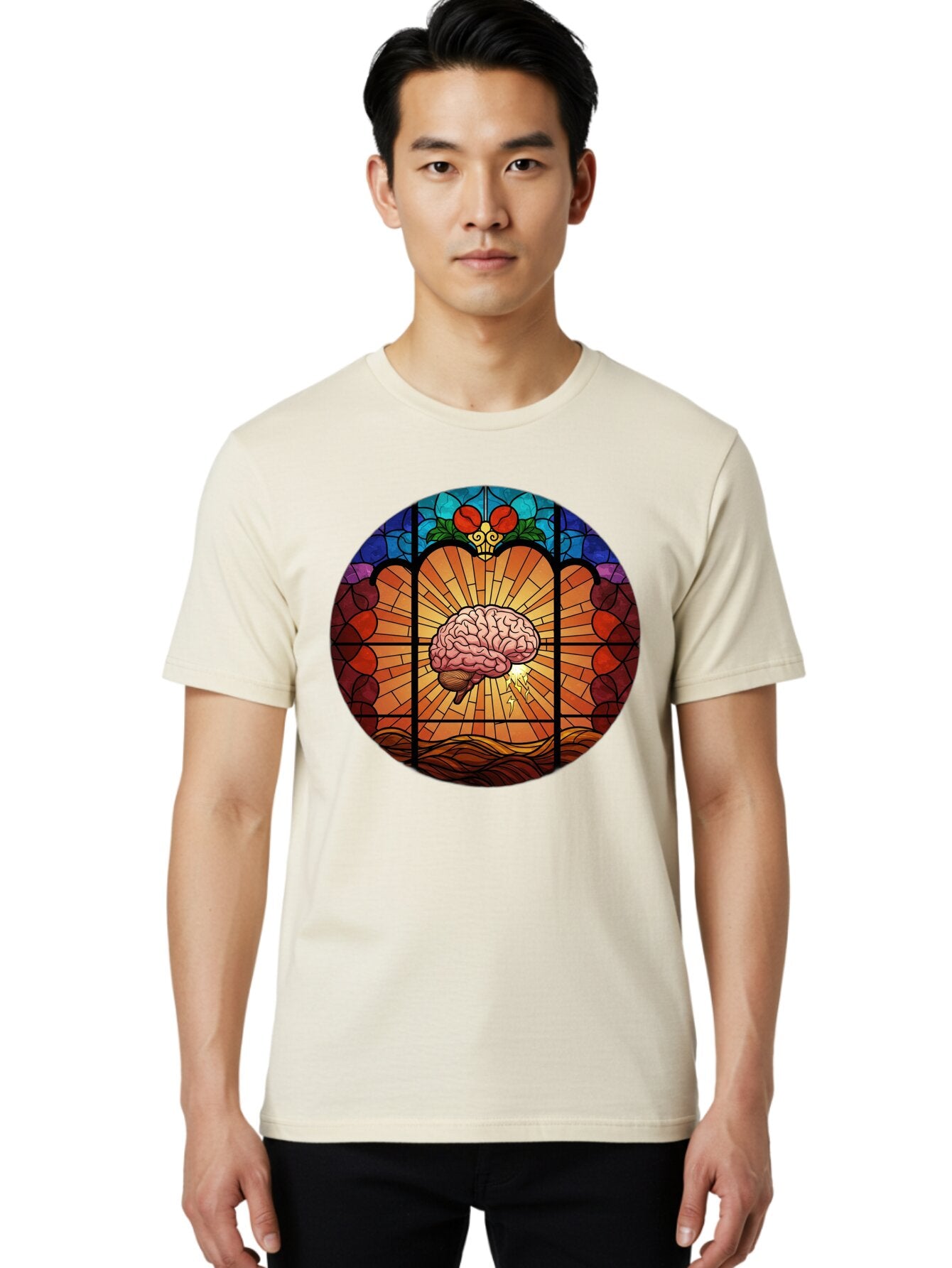Stained-Glass-Brain Men'S Graphic Tee, 100% Cotton, Comfortable Casual Summer Wear, Machine Washable, Vintage Camera, Old Camera, Antique Camera, Black Camera, Classic Photography, Photography Equipment, Nostalgic Device, Film Camera, Baq056 24