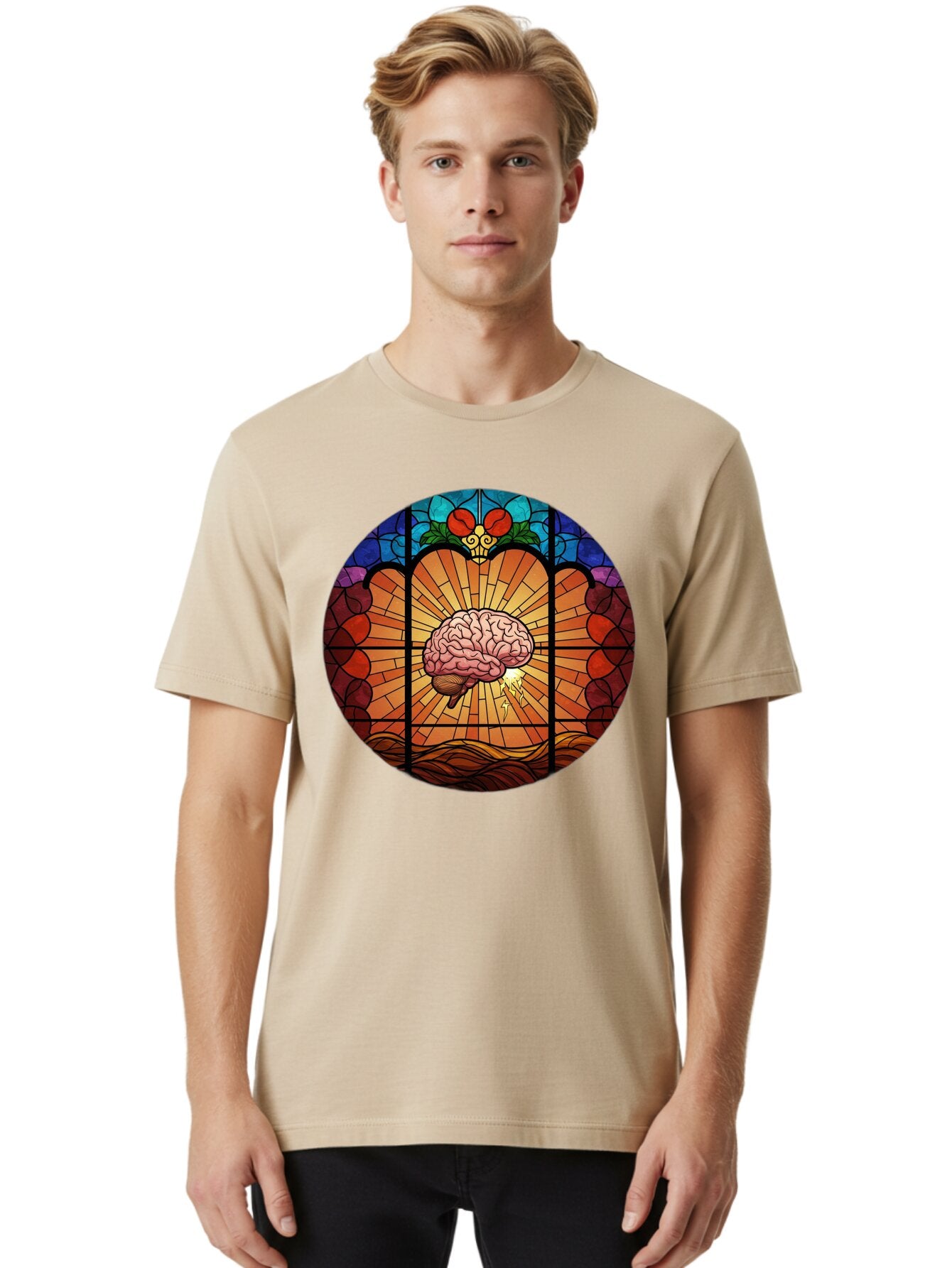 Stained-Glass-Brain Men'S Graphic Tee, 100% Cotton, Comfortable Casual Summer Wear, Machine Washable, Vintage Camera, Old Camera, Antique Camera, Black Camera, Classic Photography, Photography Equipment, Nostalgic Device, Film Camera, Baq056 25