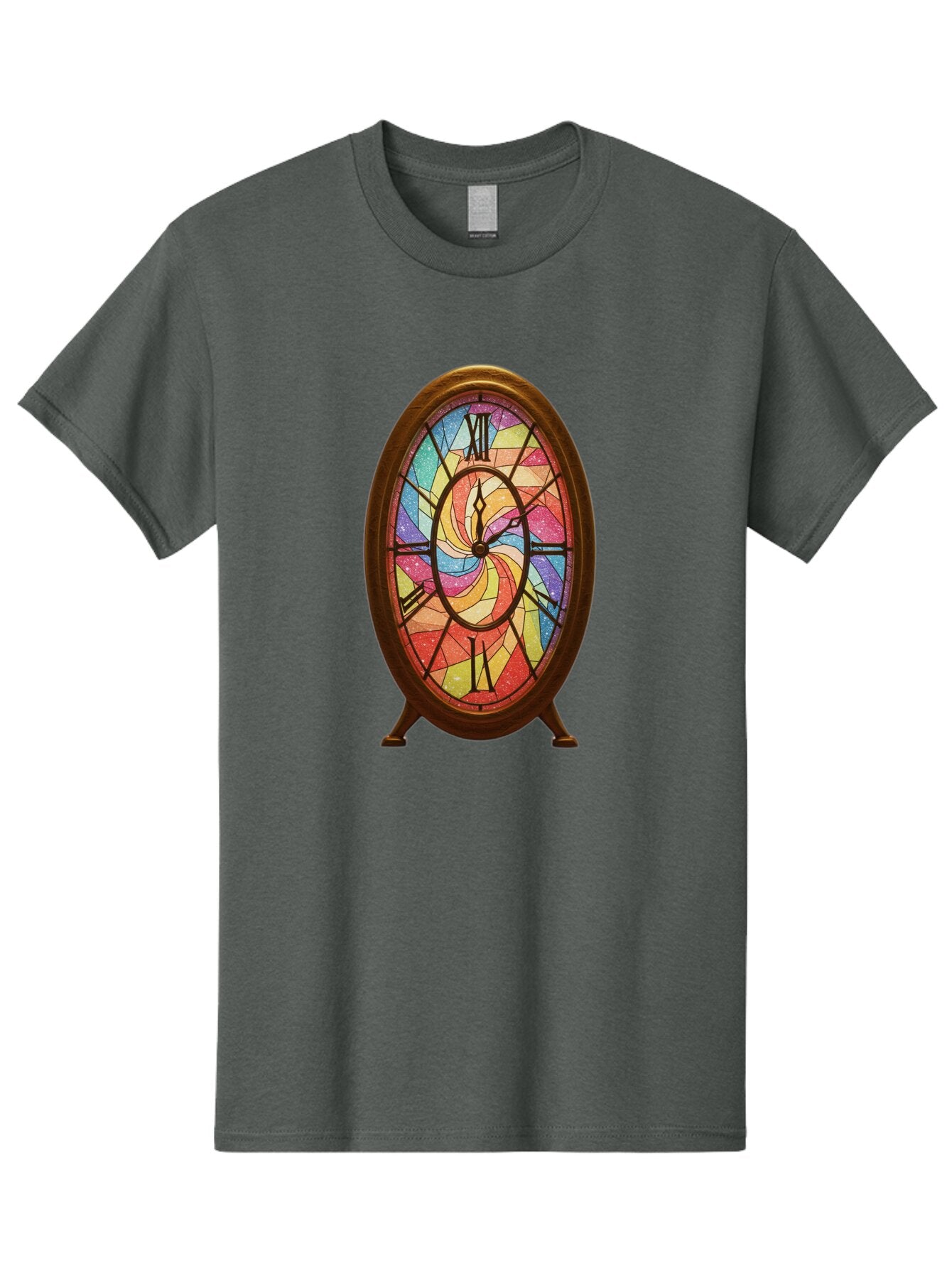 Stained-Glass-Clock Men'S Graphic Tee, 100% Cotton, Comfortable Casual Summer Wear, Machine Washable, Vintage Camera, Old Camera, Antique Camera, Black Camera, Classic Photography, Photography Equipment, Nostalgic Device, Film Camera, Baq057 4