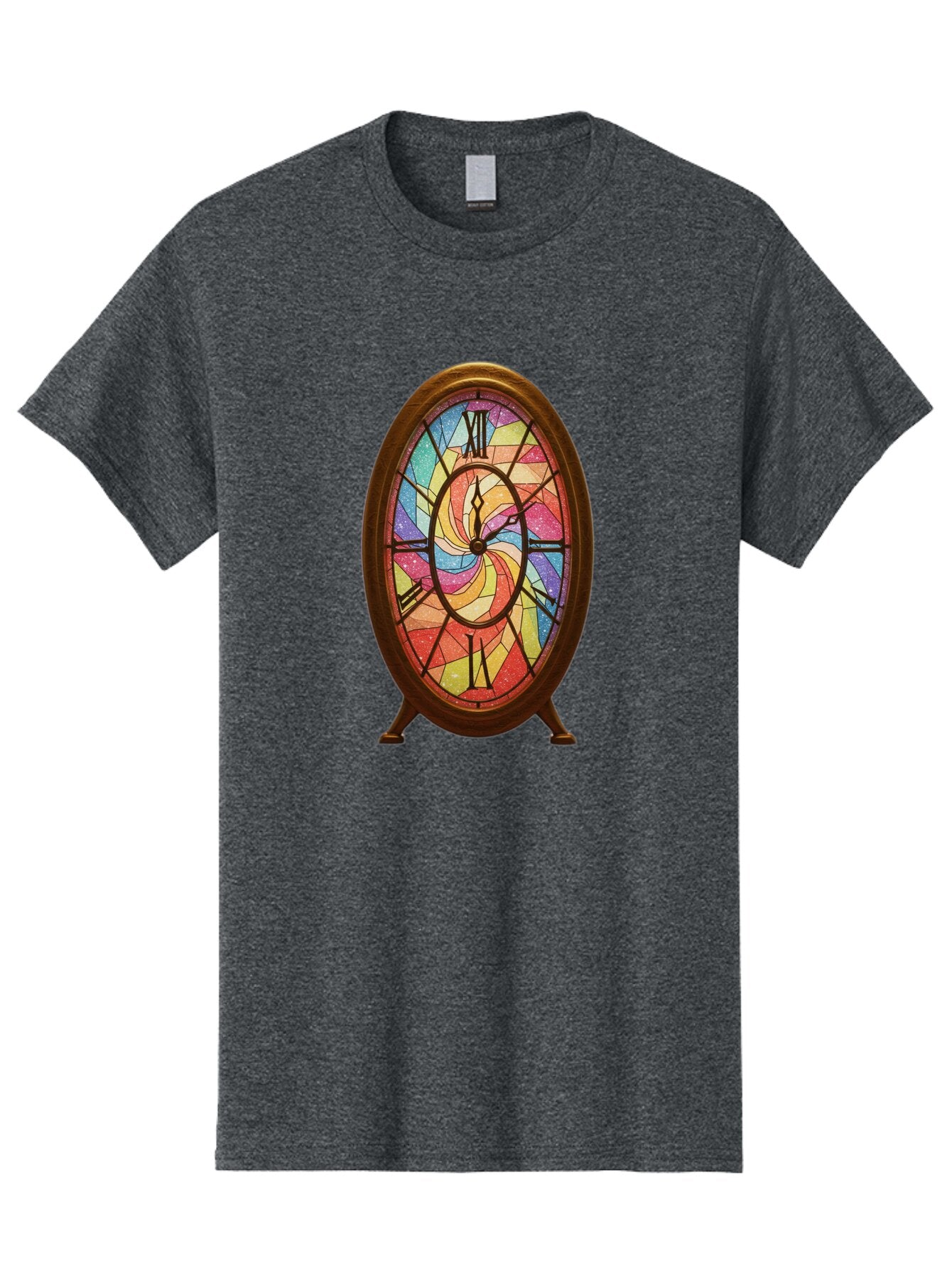 Stained-Glass-Clock Men'S Graphic Tee, 100% Cotton, Comfortable Casual Summer Wear, Machine Washable, Vintage Camera, Old Camera, Antique Camera, Black Camera, Classic Photography, Photography Equipment, Nostalgic Device, Film Camera, Baq057 2