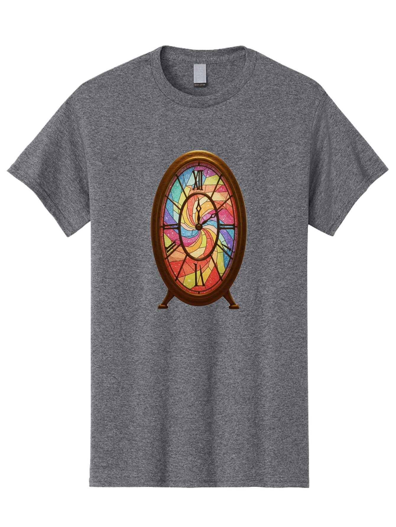 Stained-Glass-Clock Men'S Graphic Tee, 100% Cotton, Comfortable Casual Summer Wear, Machine Washable, Vintage Camera, Old Camera, Antique Camera, Black Camera, Classic Photography, Photography Equipment, Nostalgic Device, Film Camera, Baq057 12