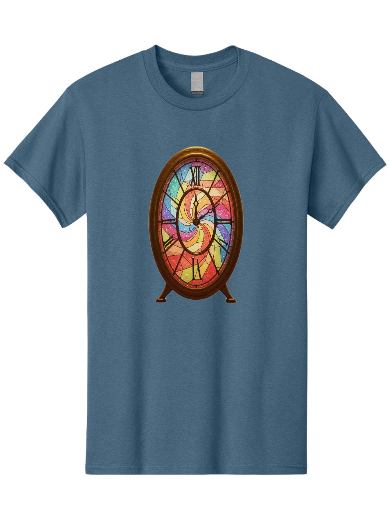 Stained-Glass-Clock Men'S Graphic Tee, 100% Cotton, Comfortable Casual Summer Wear, Machine Washable, Vintage Camera, Old Camera, Antique Camera, Black Camera, Classic Photography, Photography Equipment, Nostalgic Device, Film Camera, Baq057 13