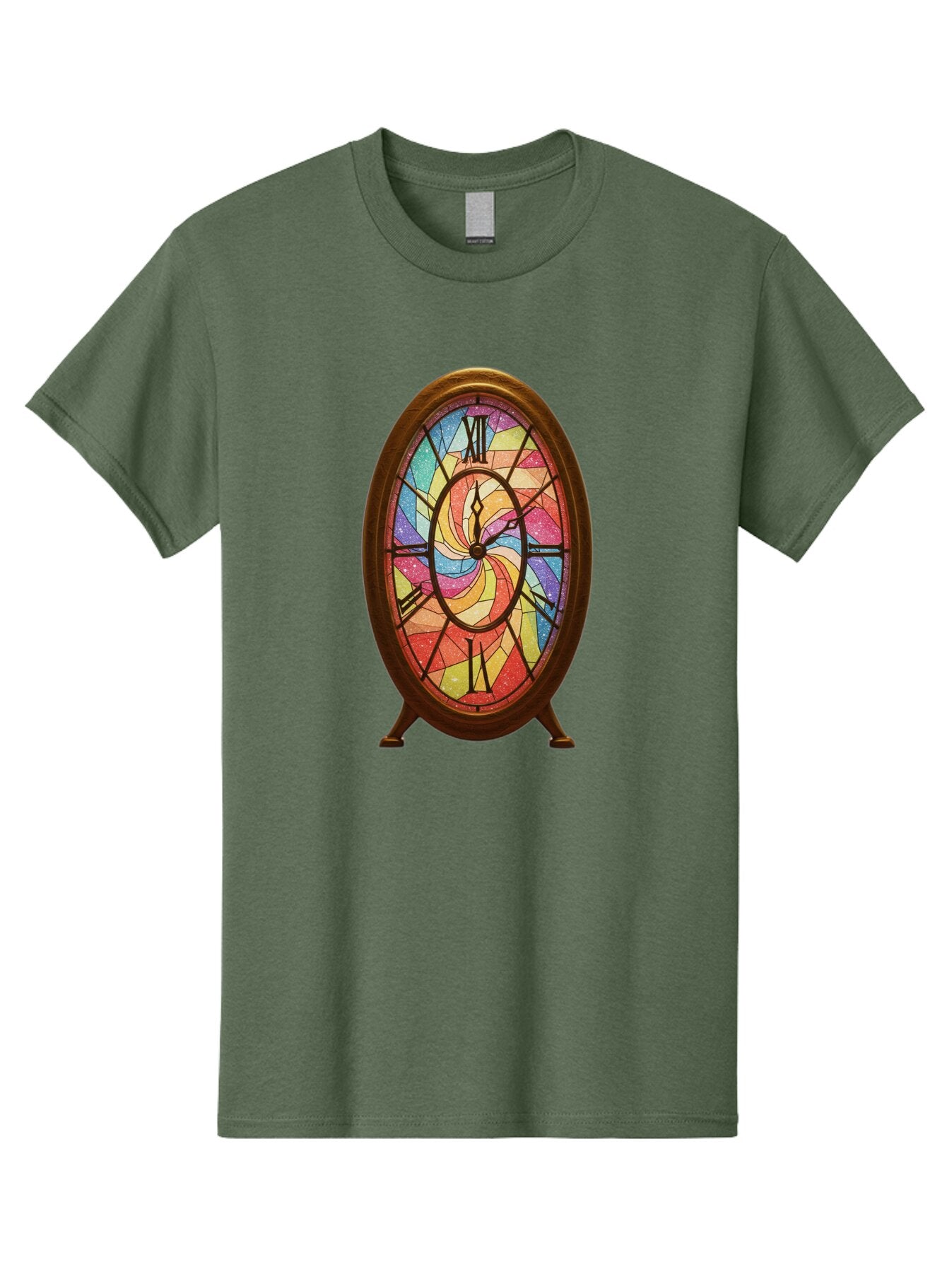 Stained-Glass-Clock Men'S Graphic Tee, 100% Cotton, Comfortable Casual Summer Wear, Machine Washable, Vintage Camera, Old Camera, Antique Camera, Black Camera, Classic Photography, Photography Equipment, Nostalgic Device, Film Camera, Baq057 3