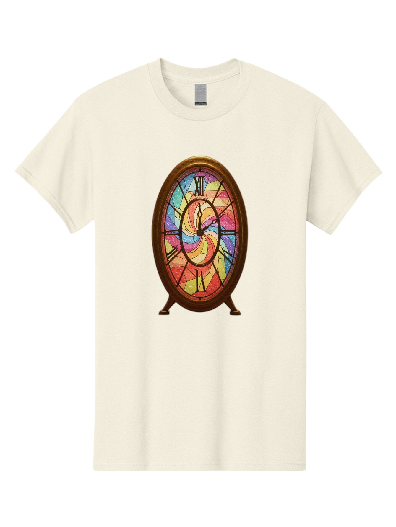 Stained-Glass-Clock Men'S Graphic Tee, 100% Cotton, Comfortable Casual Summer Wear, Machine Washable, Vintage Camera, Old Camera, Antique Camera, Black Camera, Classic Photography, Photography Equipment, Nostalgic Device, Film Camera, Baq057 5