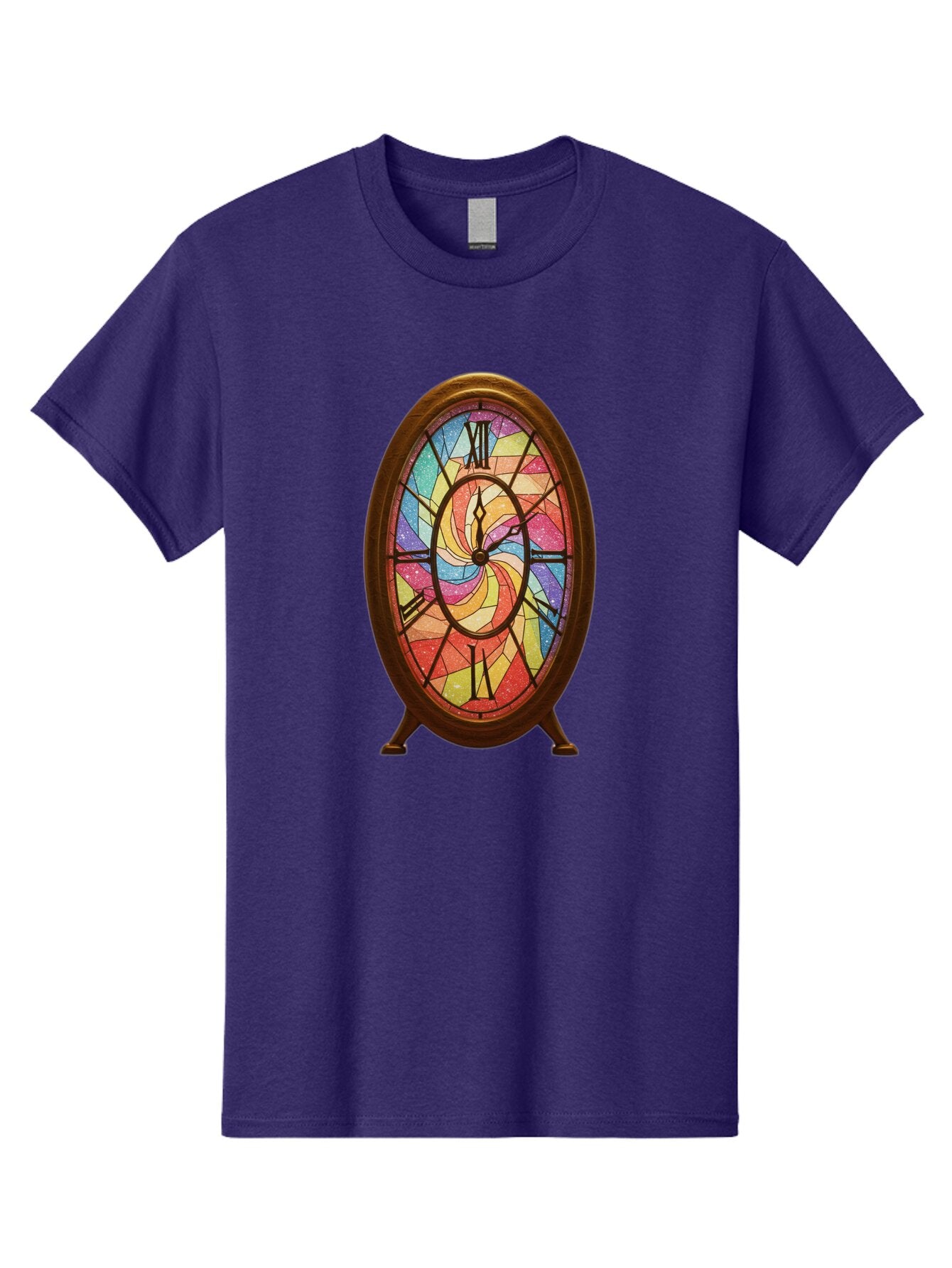 Stained-Glass-Clock Men'S Graphic Tee, 100% Cotton, Comfortable Casual Summer Wear, Machine Washable, Vintage Camera, Old Camera, Antique Camera, Black Camera, Classic Photography, Photography Equipment, Nostalgic Device, Film Camera, Baq057 9